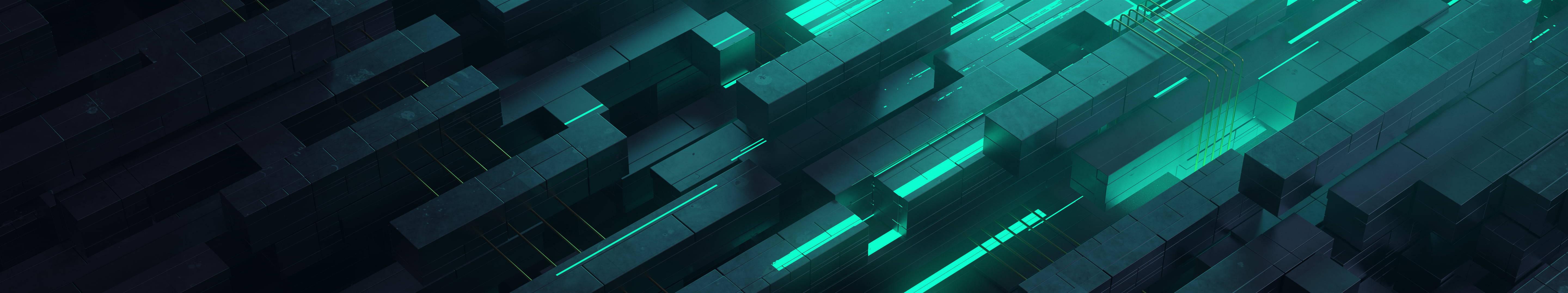 4K Ultra HD Dark Teal Columns — 5760x1080 wallpaper