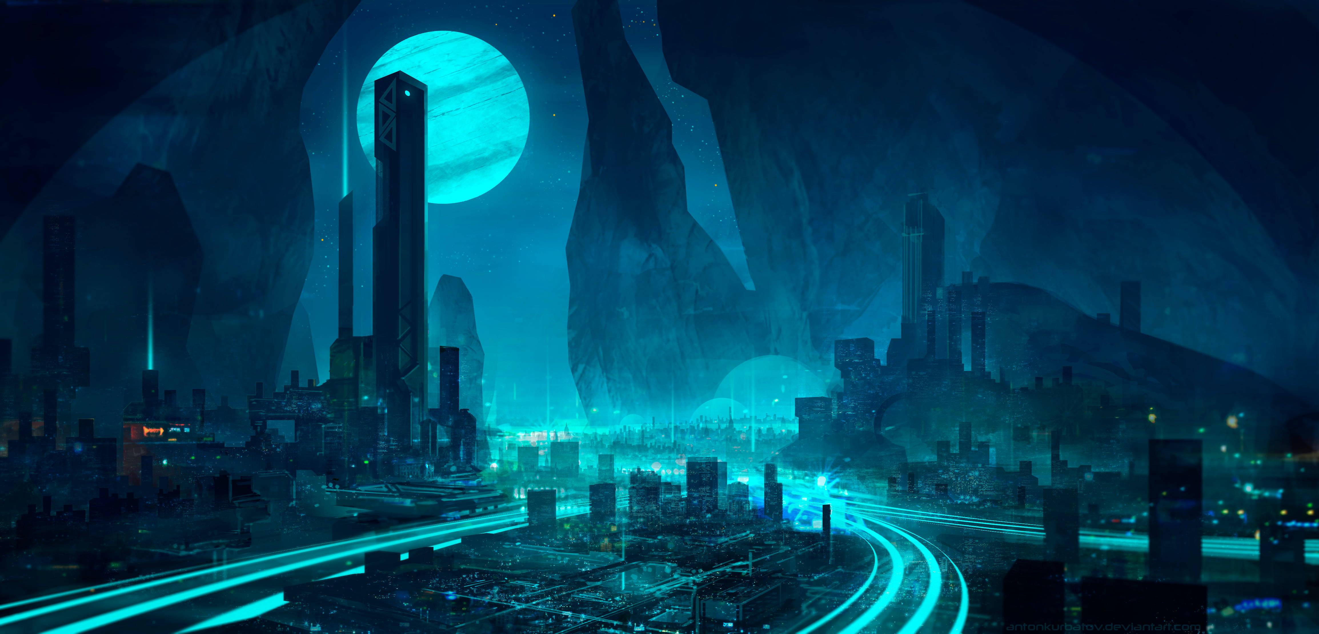 4K Ultra HD Dark Teal Highway — 4618x2220 wallpaper