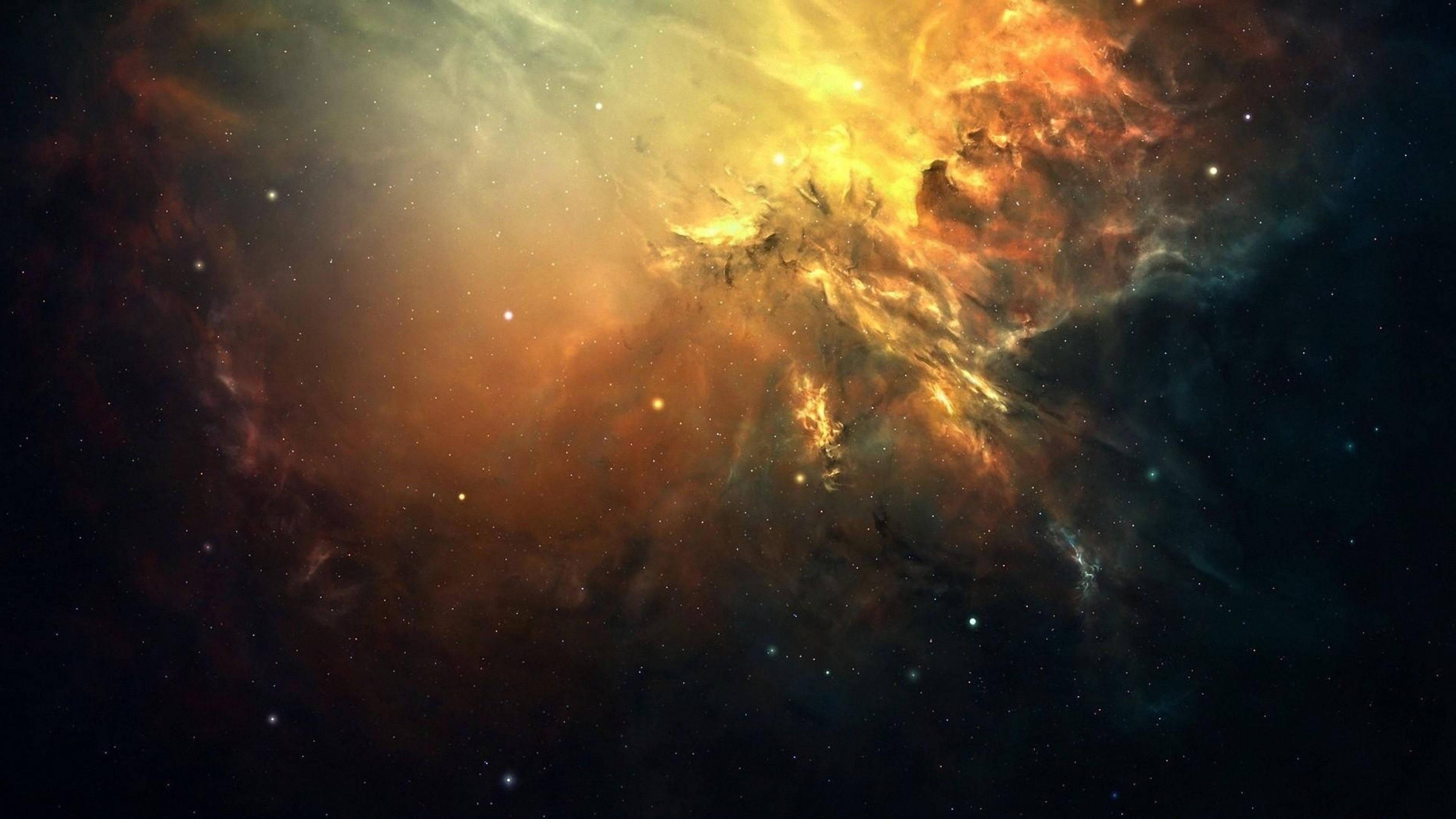 4k Ultra Hd Galaxy Golden Clouds — 3840x2160 wallpaper