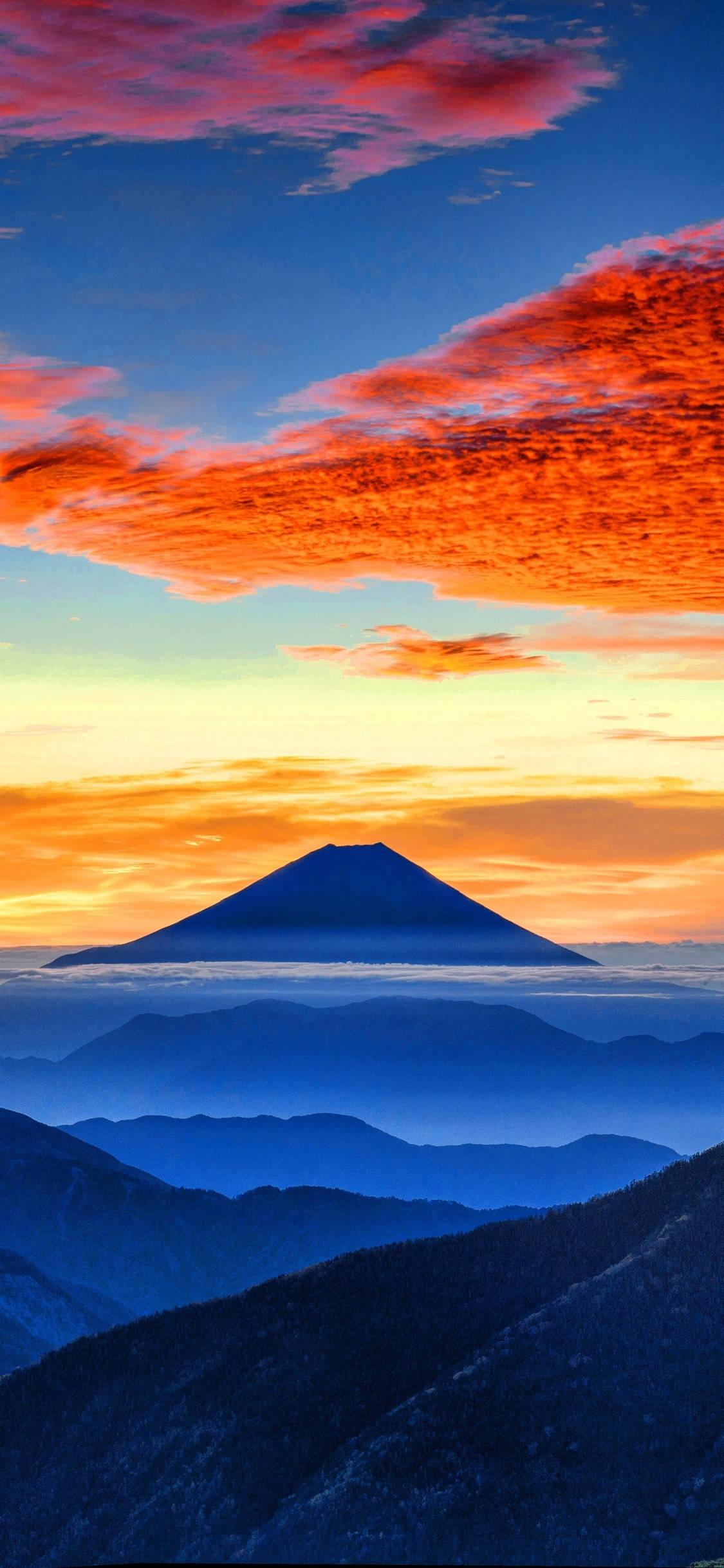 8K iPhone Mount Fuji — 1125x2436 wallpaper