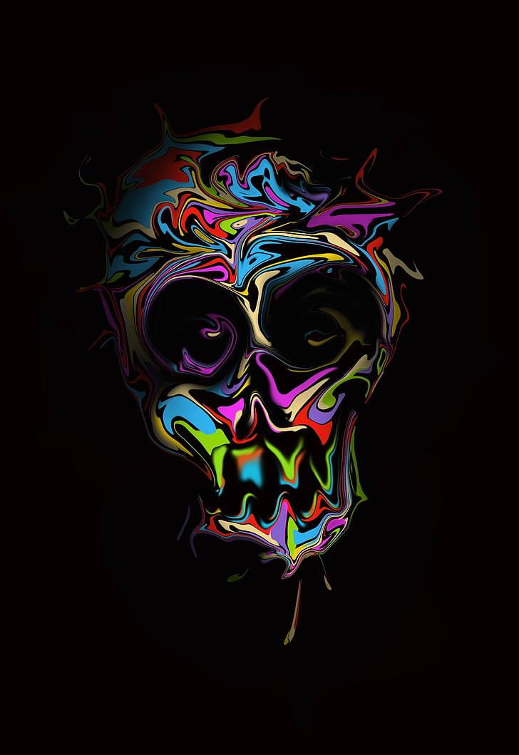 8K iPhone Trippy Skull — 728x1059 wallpaper