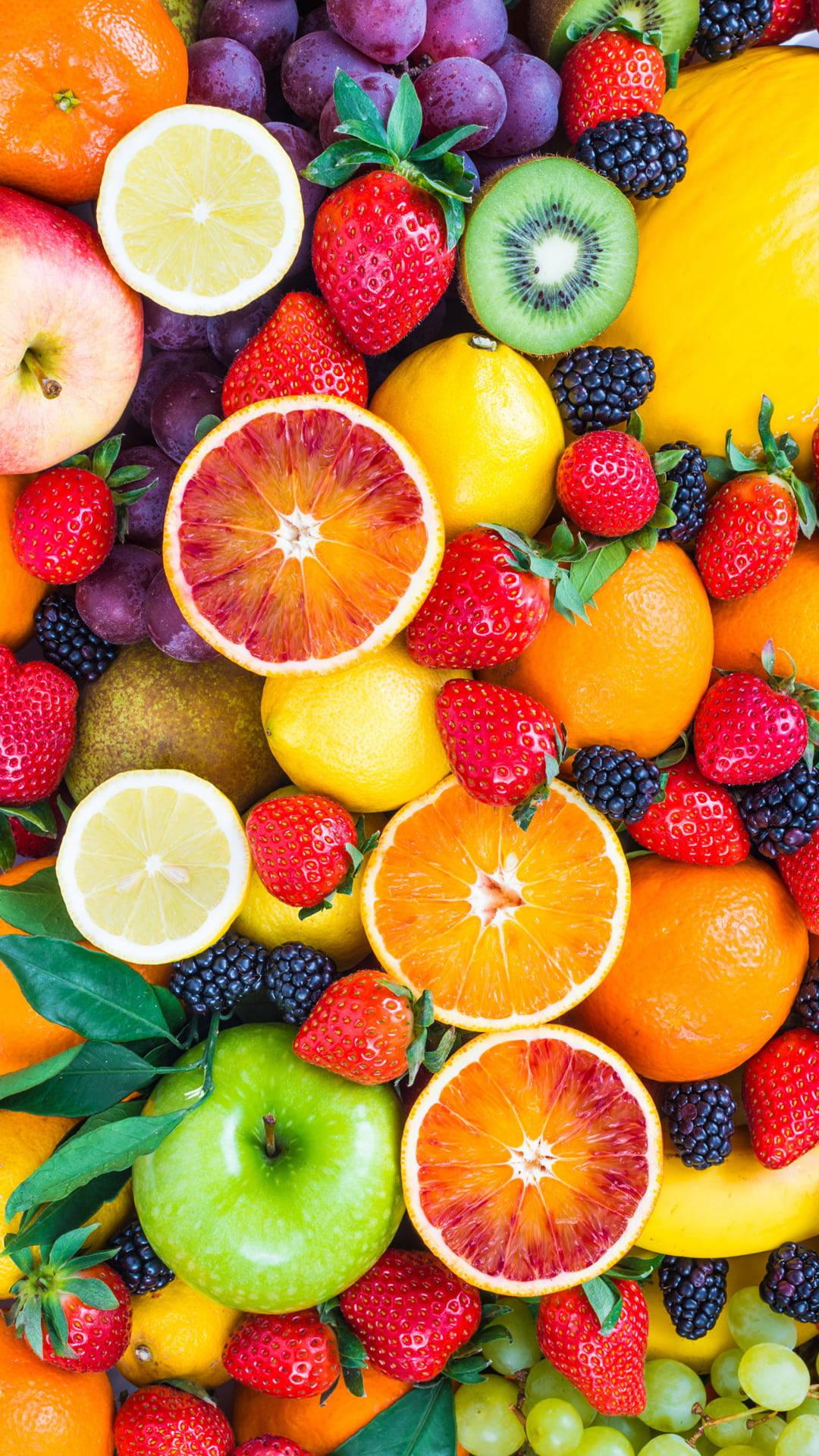 8K iPhone Vibrant Sliced Fruits — 1080x1920 wallpaper