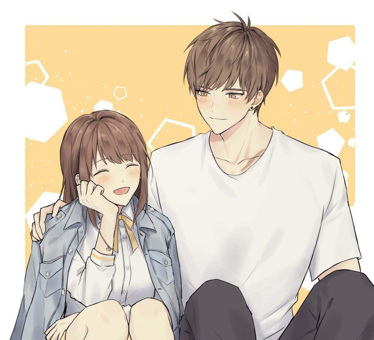 A Anime Couple in a romantic embrace — 1200x1090 wallpaper