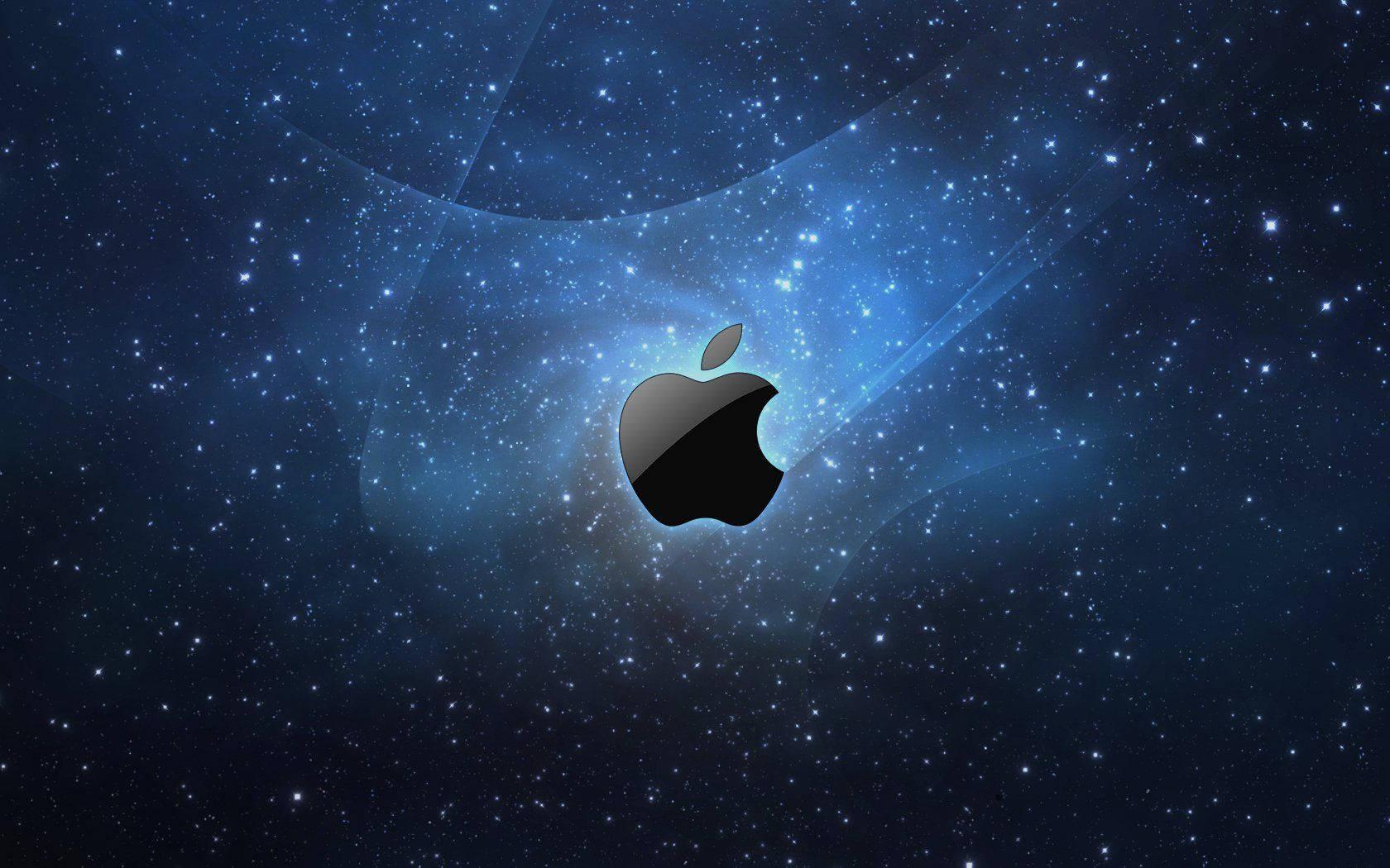 A Beautiful Apple Logo Against a Vibrant Blue Galaxy — 1680x1050 wallpaper