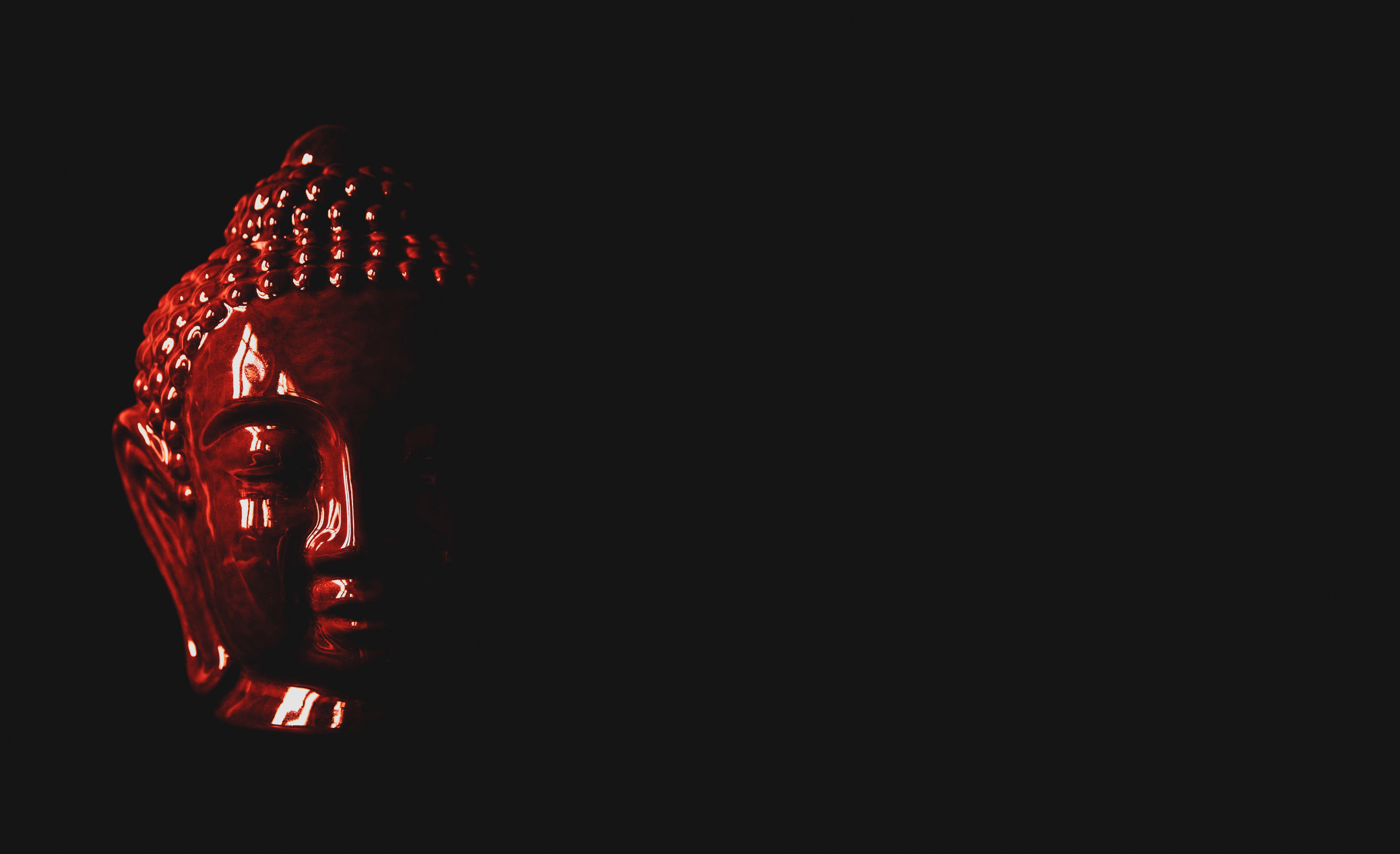 A Beautiful Buddha Head Figurine — 8192x5000 wallpaper