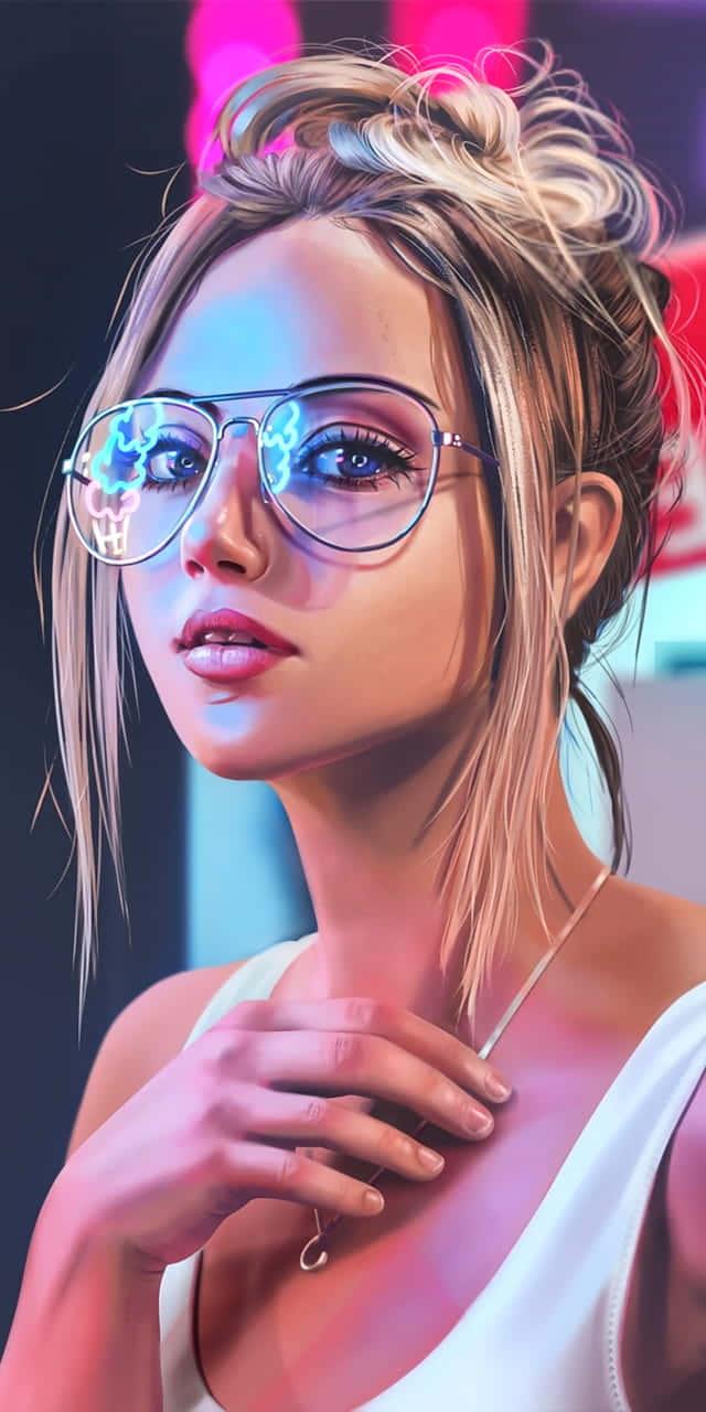 A beautiful girl cartoon looking off into the distance — 640x1280 wallpaper