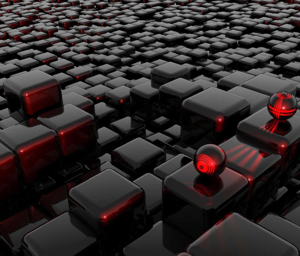 a black and red cubes with a red light — 1200x1024 wallpaper