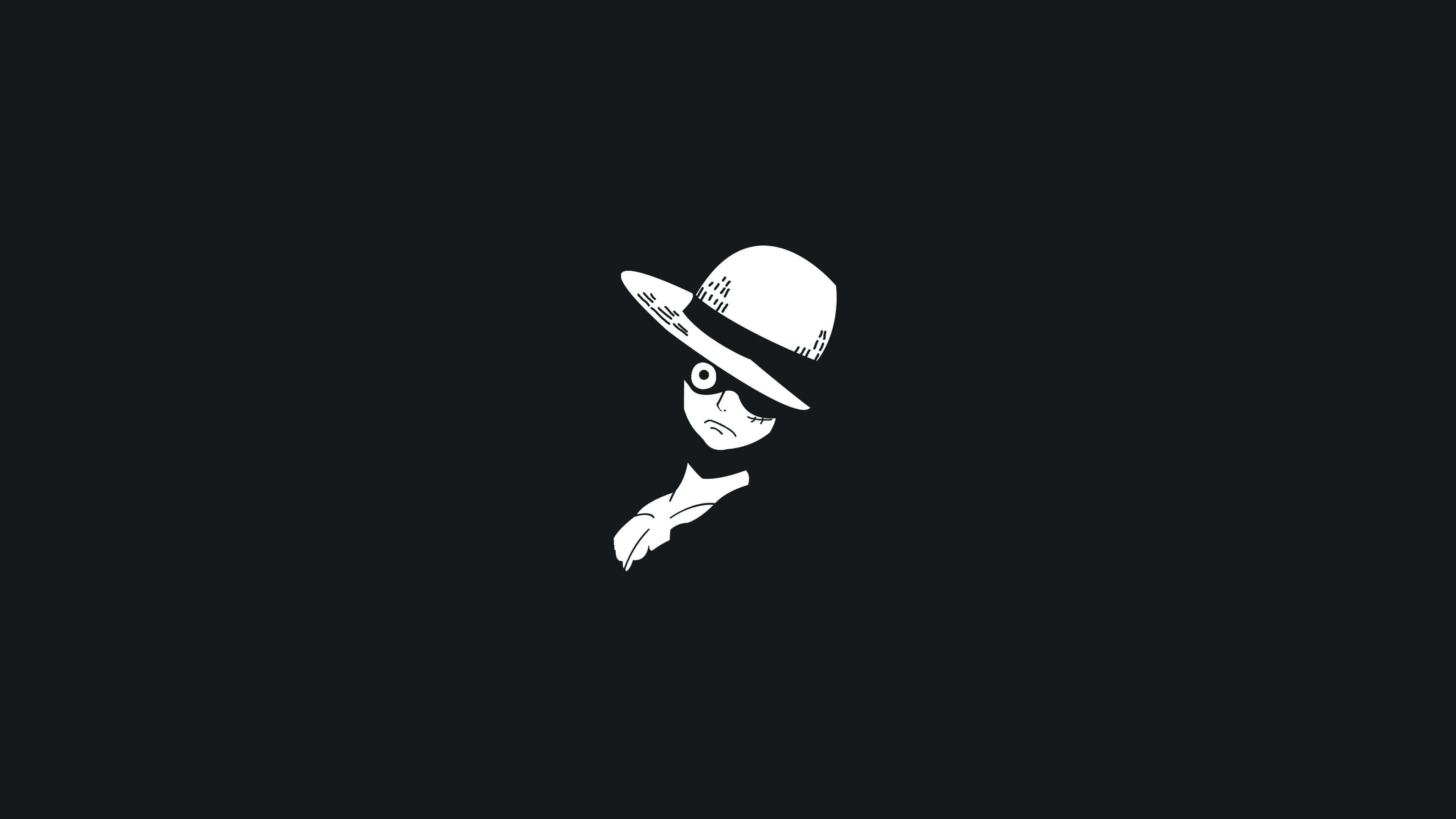 a black and white image of a woman in a hat — 3840x2160 wallpaper