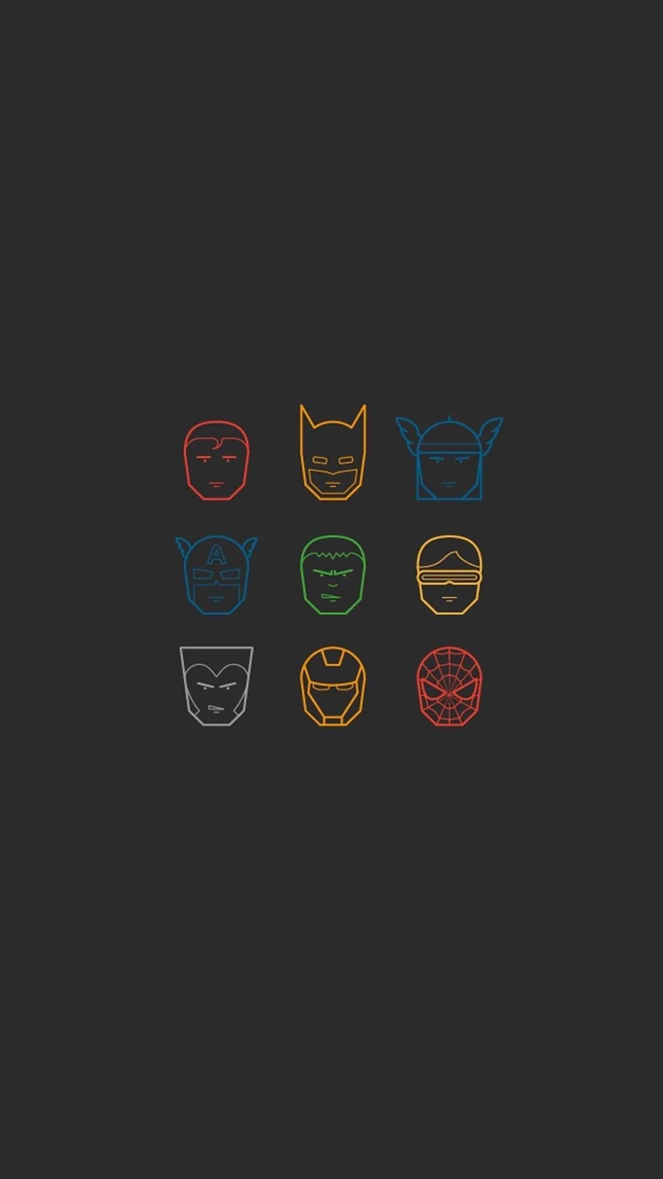 a black background with different colored icons — 2250x4000 wallpaper
