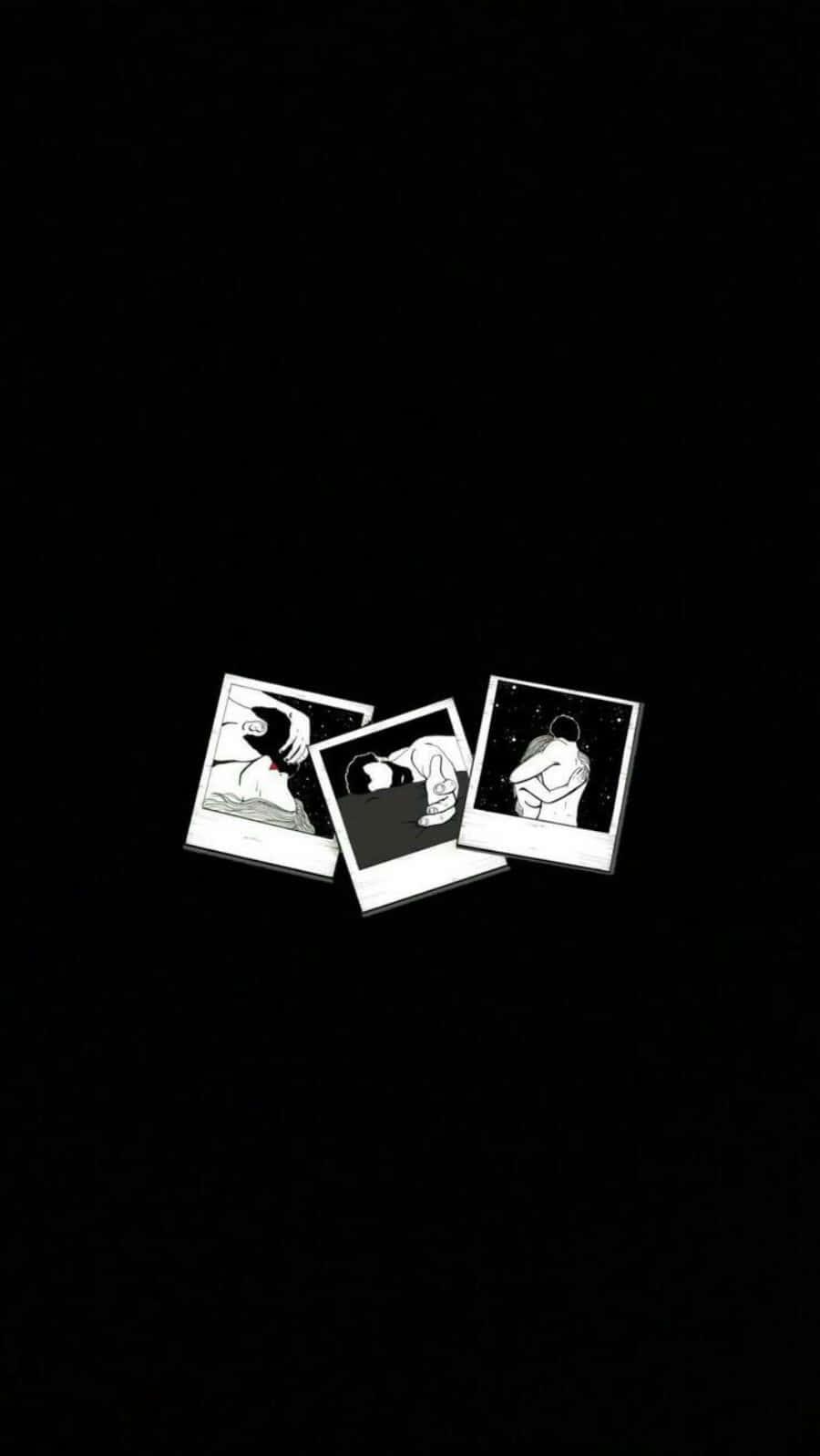 a black background with pictures on it
