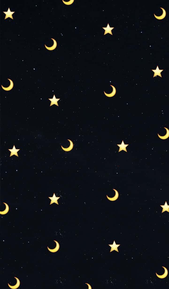 a black background with stars and moons — 720x1230 wallpaper