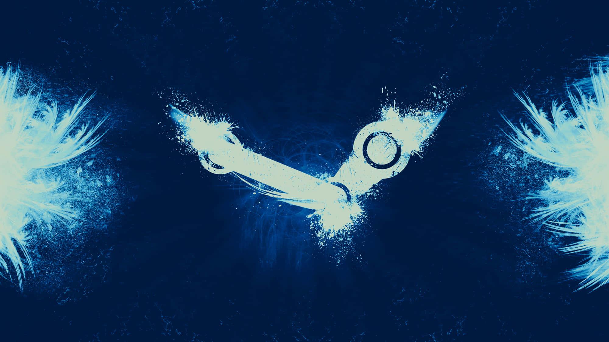 a blue and white image of a sprite with a blue flame — 2000x1125 wallpaper