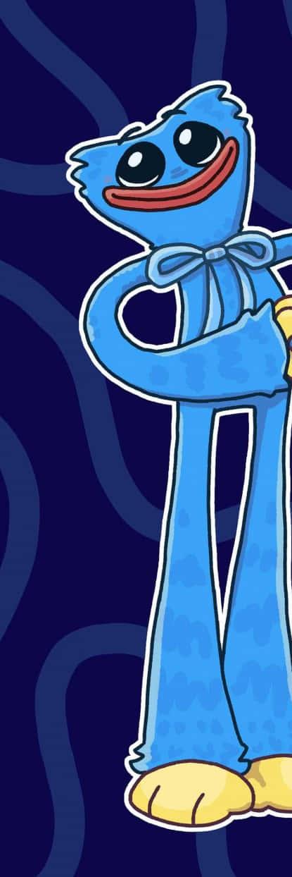 a blue cartoon character is standing on a blue background — 415x1244 wallpaper