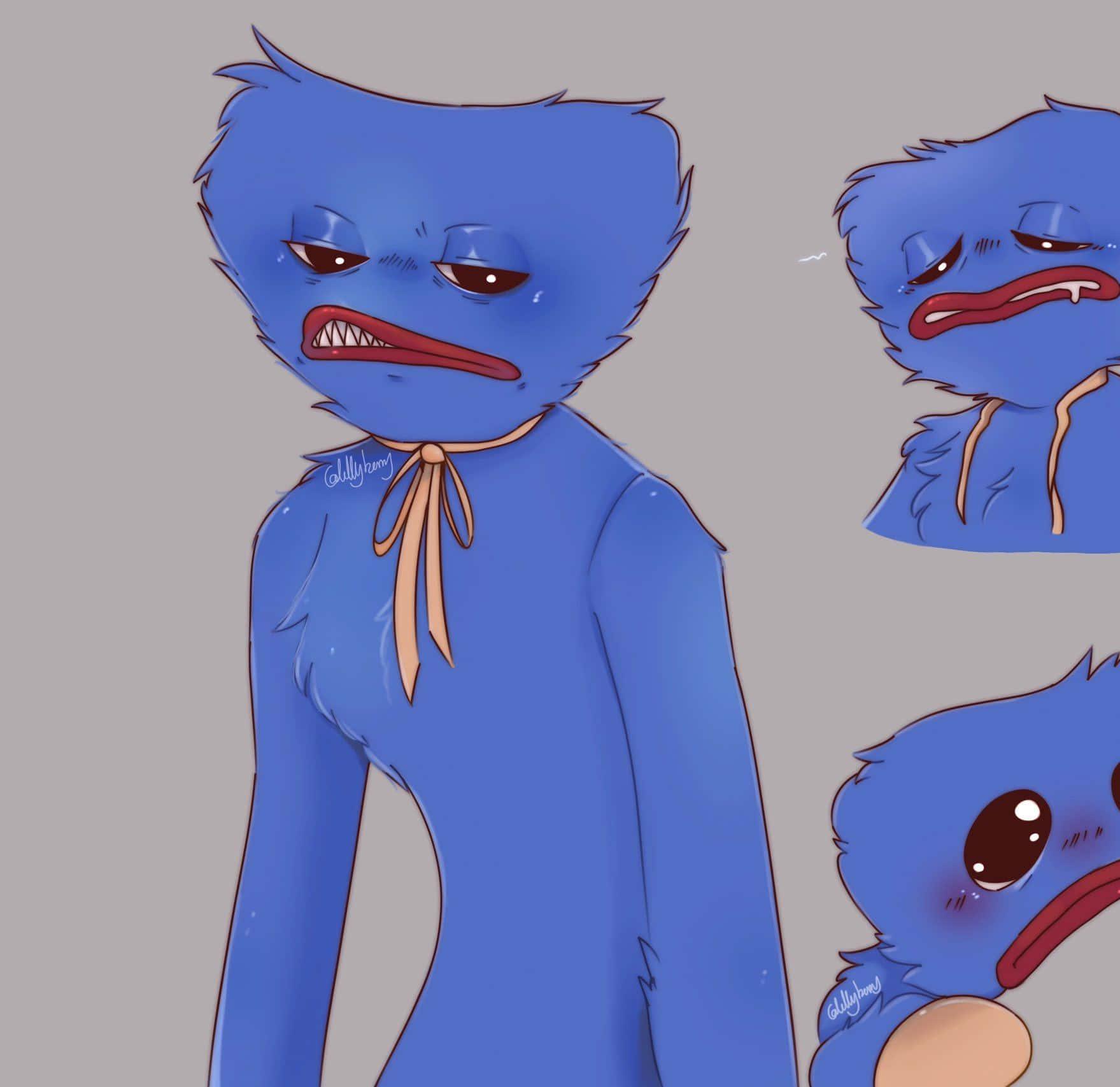a blue creature with different expressions — 1759x1706 wallpaper