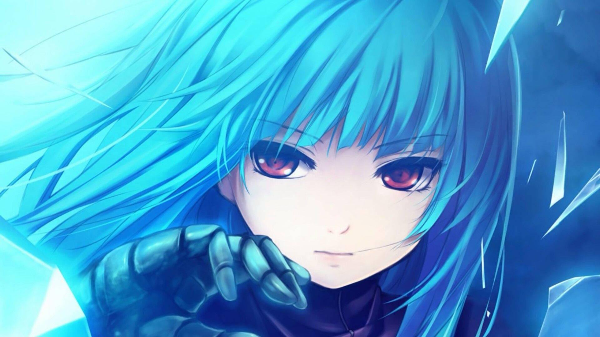A Blue-haired Anime Girl Dreaming — 1920x1080 wallpaper