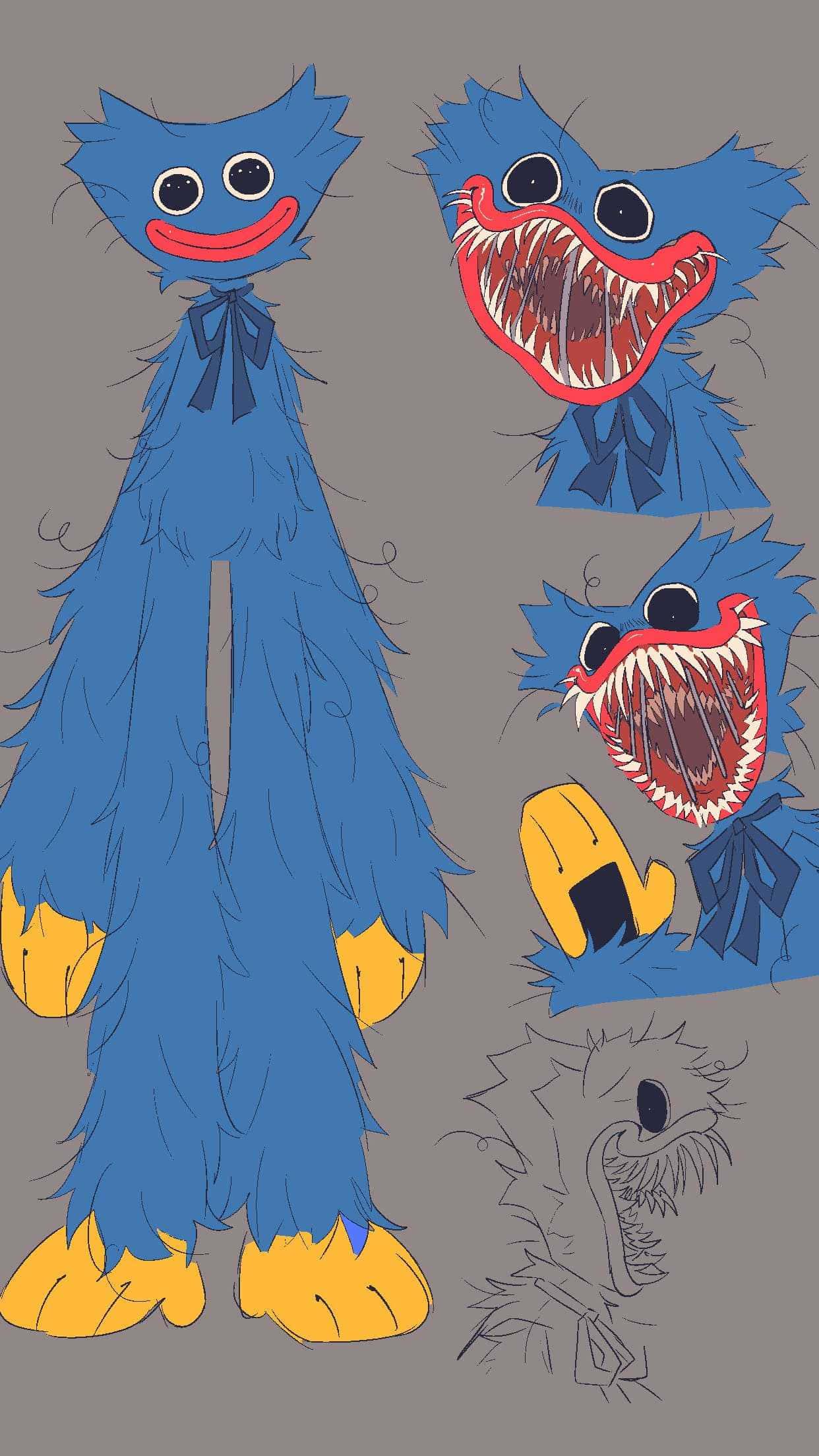 a blue monster with a big mouth and big eyes — 1242x2208 wallpaper