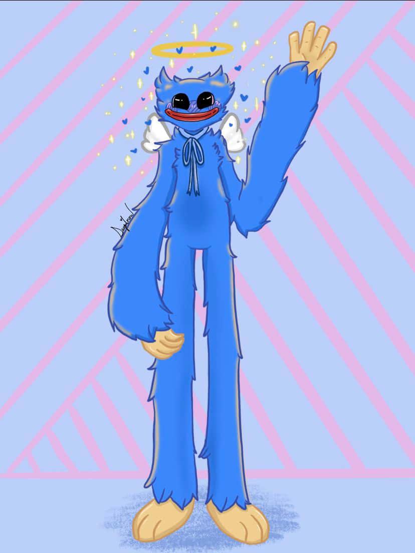 a blue monster with wings and angels — 828x1104 wallpaper