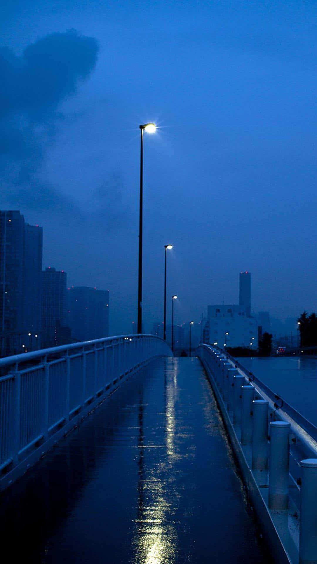 a bridge with a light on it