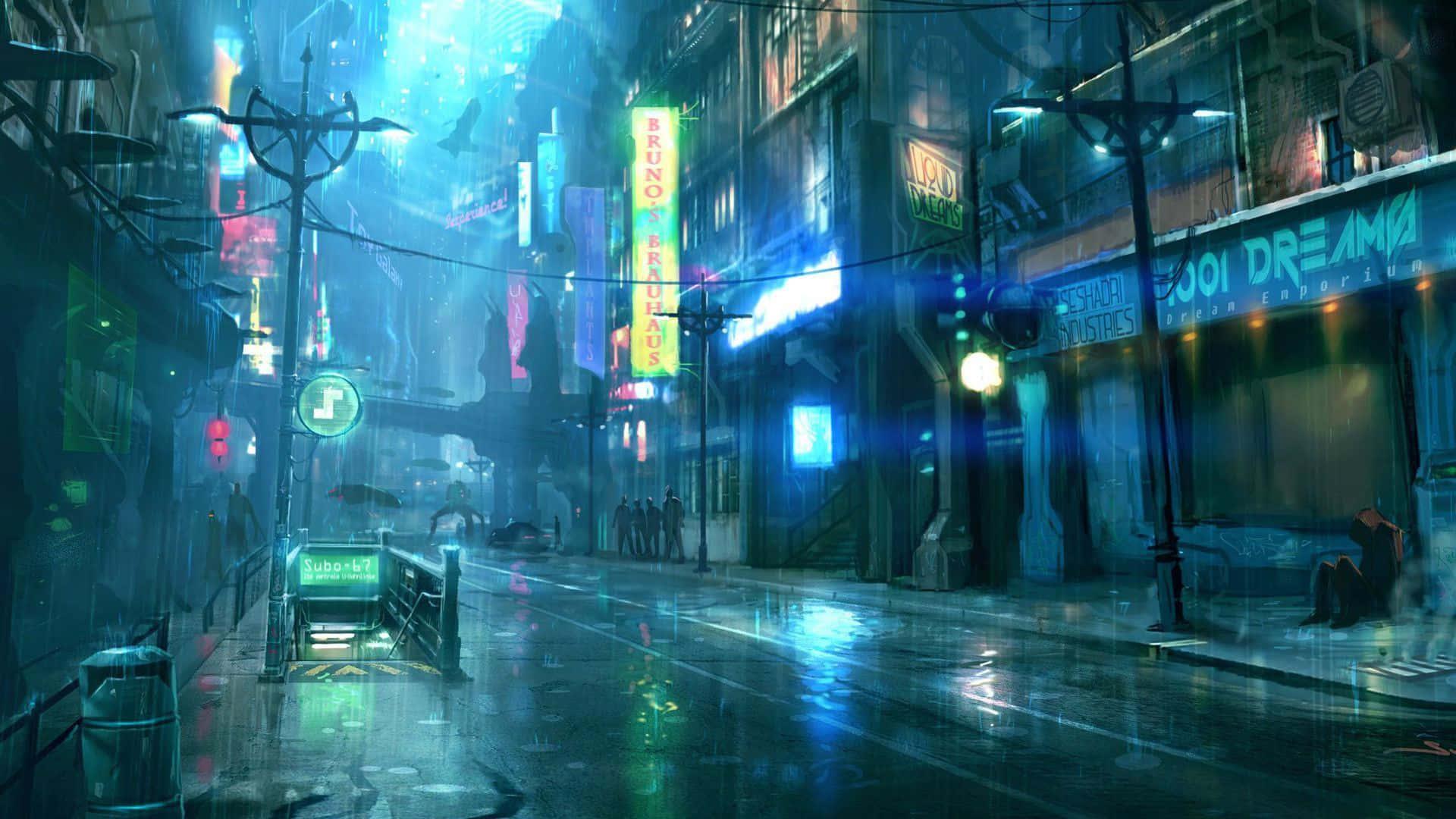 A bright and mysterious cyberpunk future awaits us — 1920x1080 wallpaper