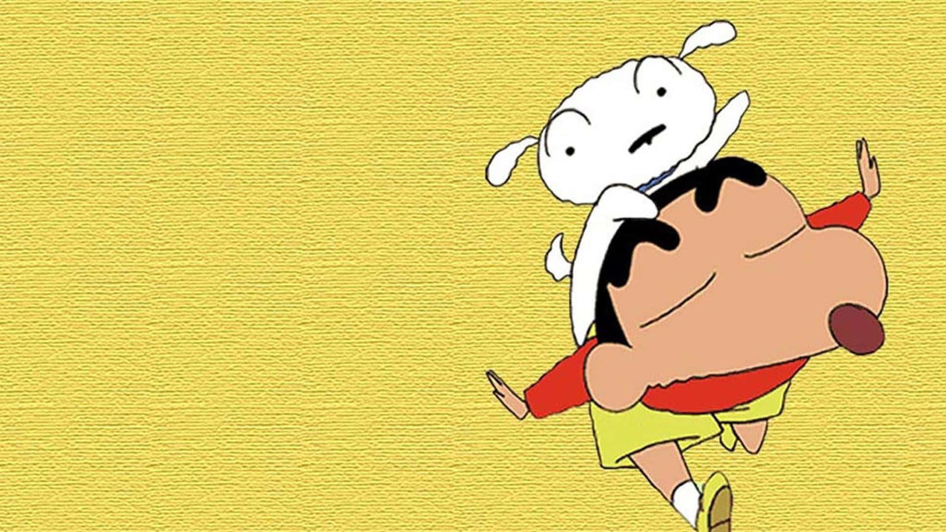 a cartoon character is flying over a dog — 1920x1080 wallpaper