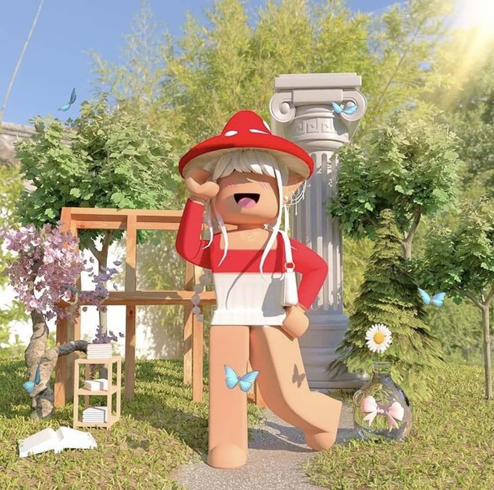 a cartoon character is standing in a garden — 1650x1637 wallpaper