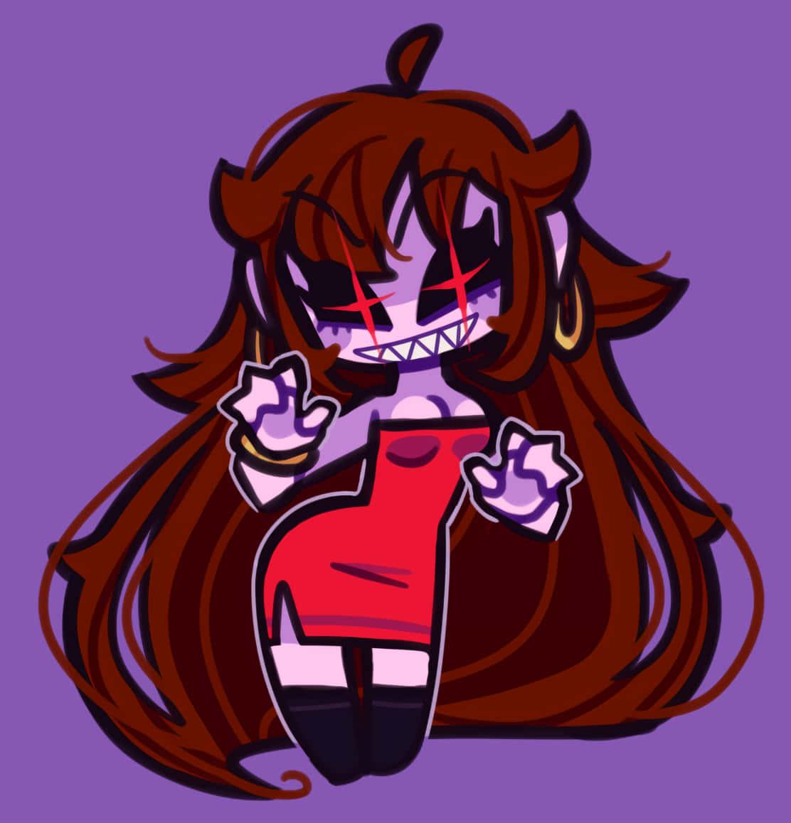 a cartoon girl with long hair and a red dress — 1112x1158 wallpaper