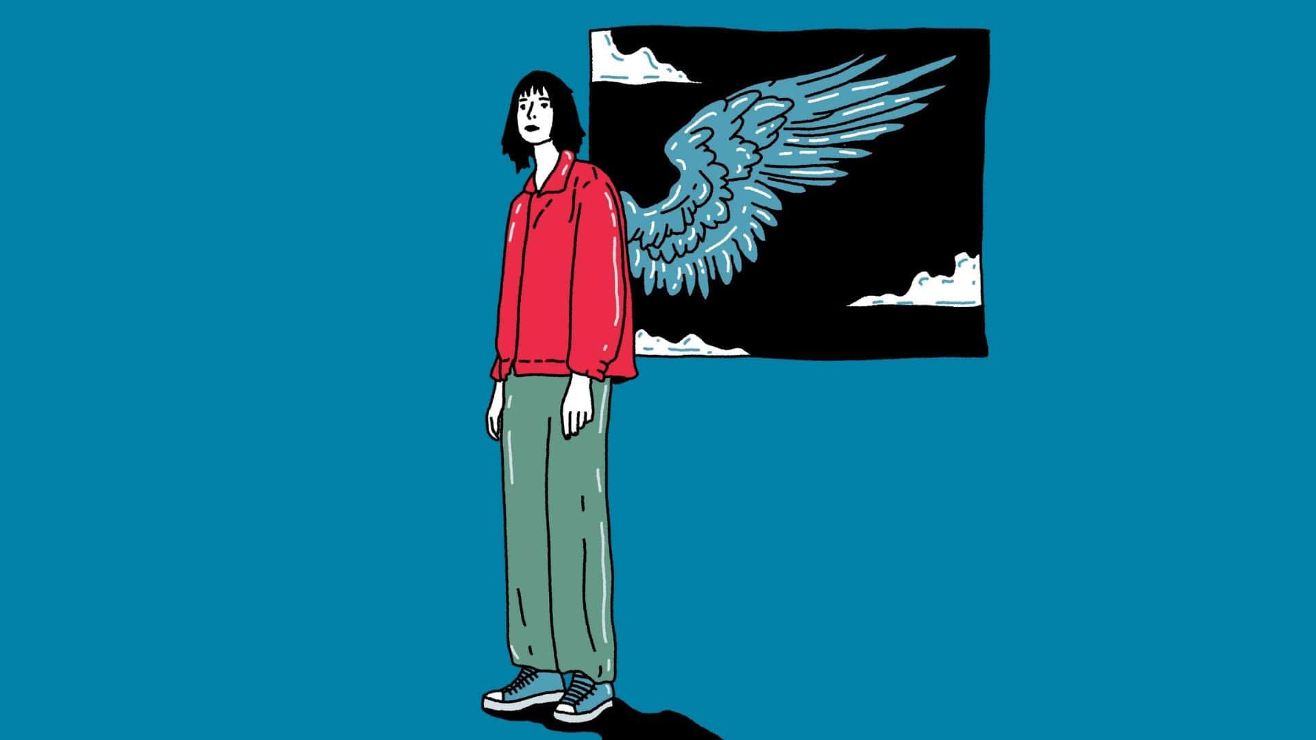 a cartoon illustration of a person with wings — 1920x1080 wallpaper