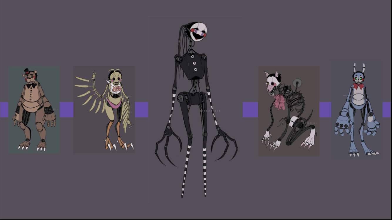 A Cast of Animatronics From FNAF Are Brought to Life — 1334x750 wallpaper