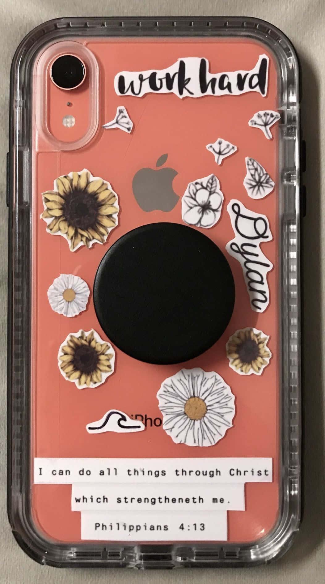 a clear case with a quote on it