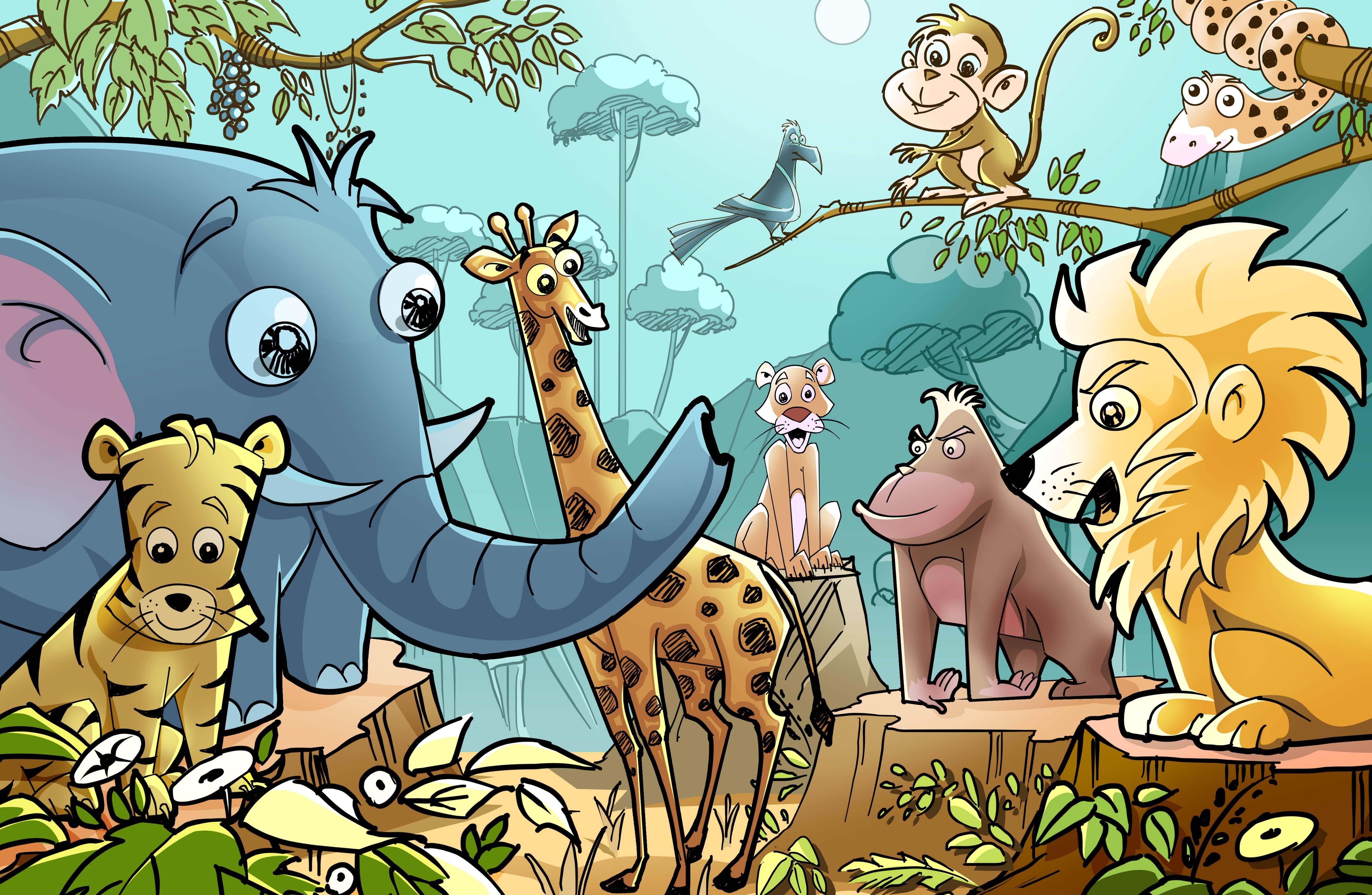 A Collection of Animated Jungle Animals Ready to Explore — 5175x3375 wallpaper
