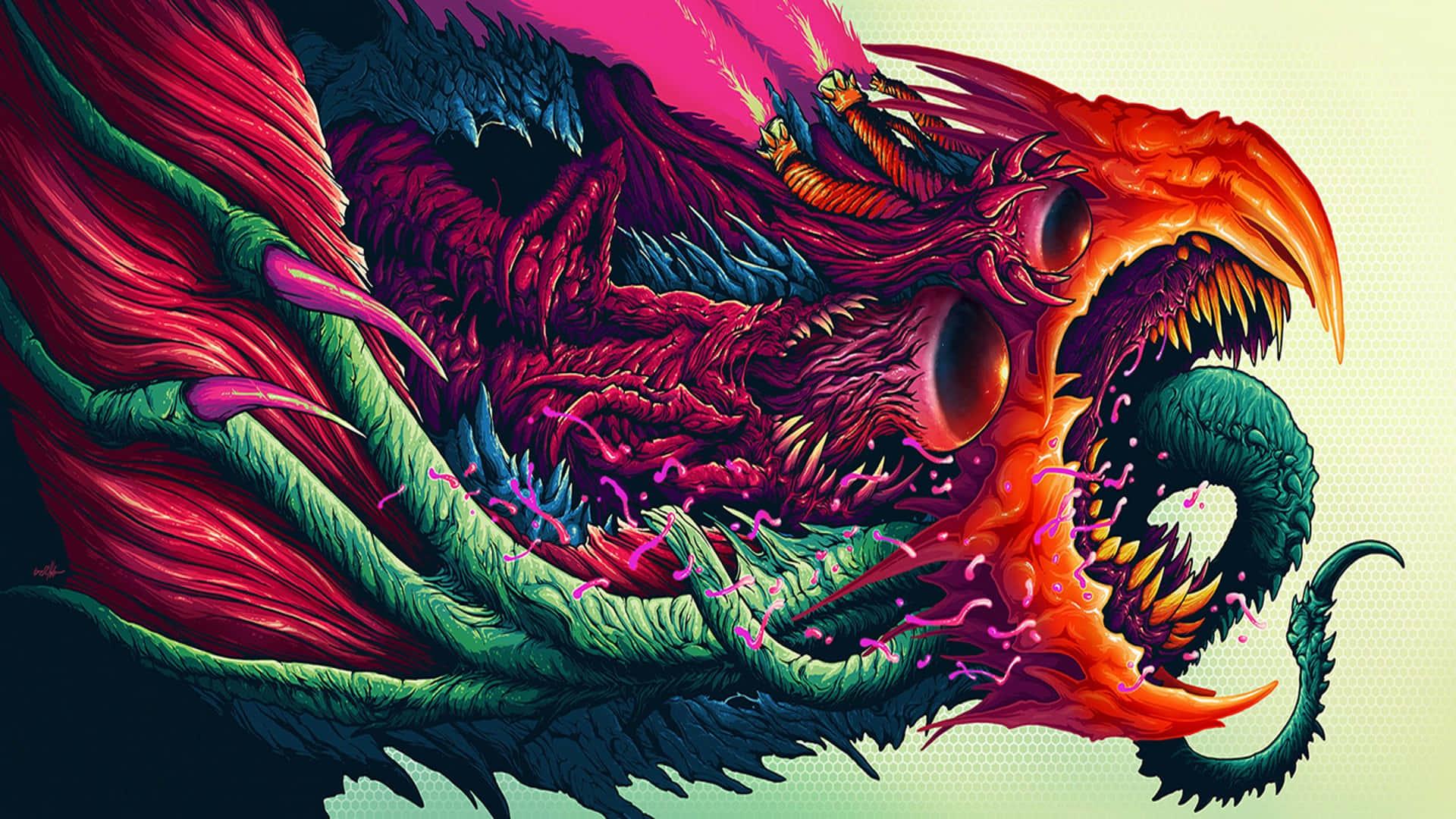 a colorful monster with a mouth — 1920x1080 wallpaper