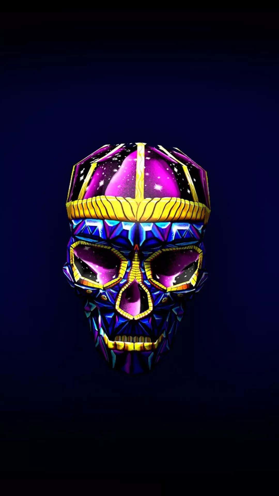 a colorful skull with a crown on it — 1080x1920 wallpaper