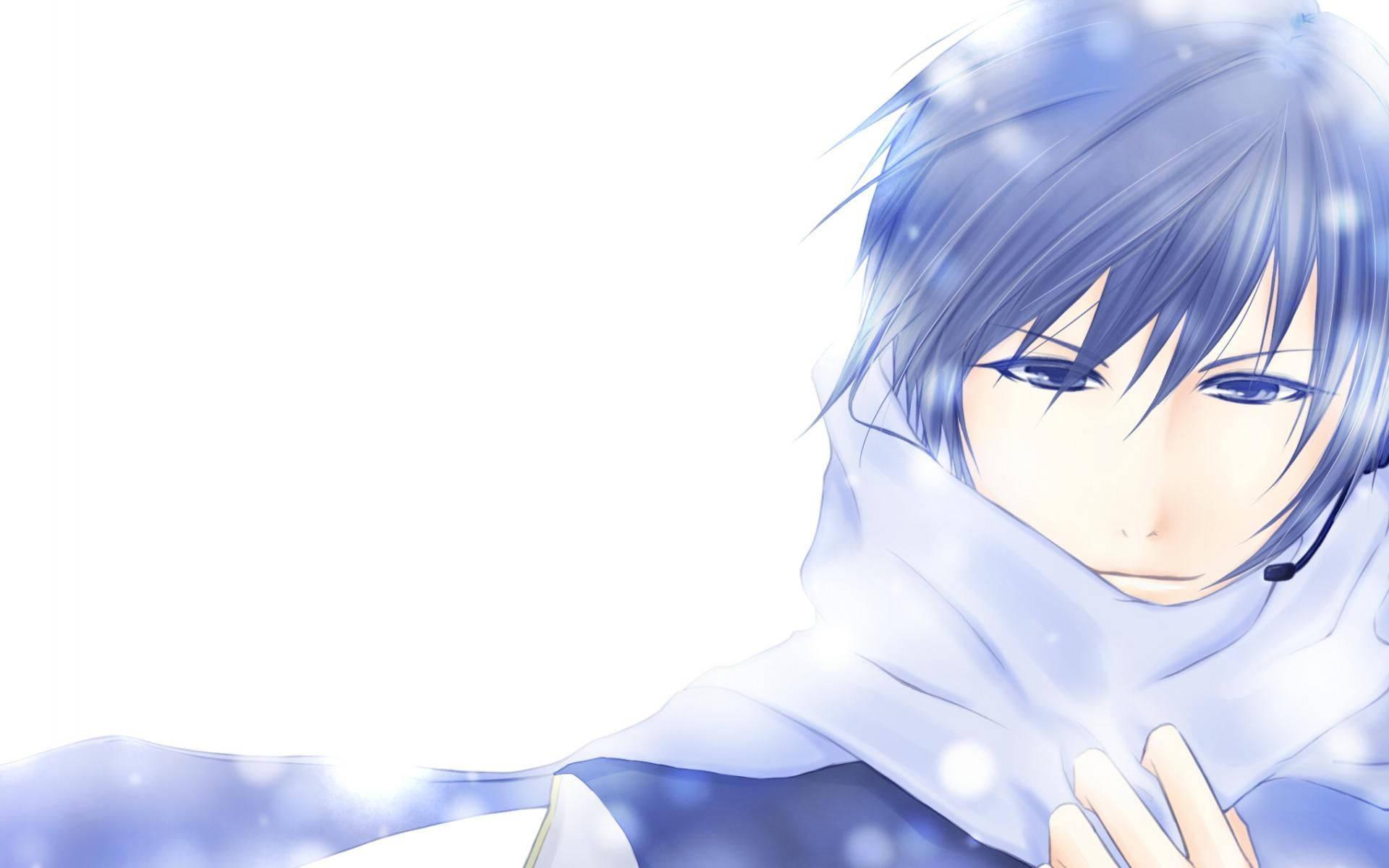 A Cool Blue-haired Anime Boy in Winter Wonderland. — 1920x1200 wallpaper