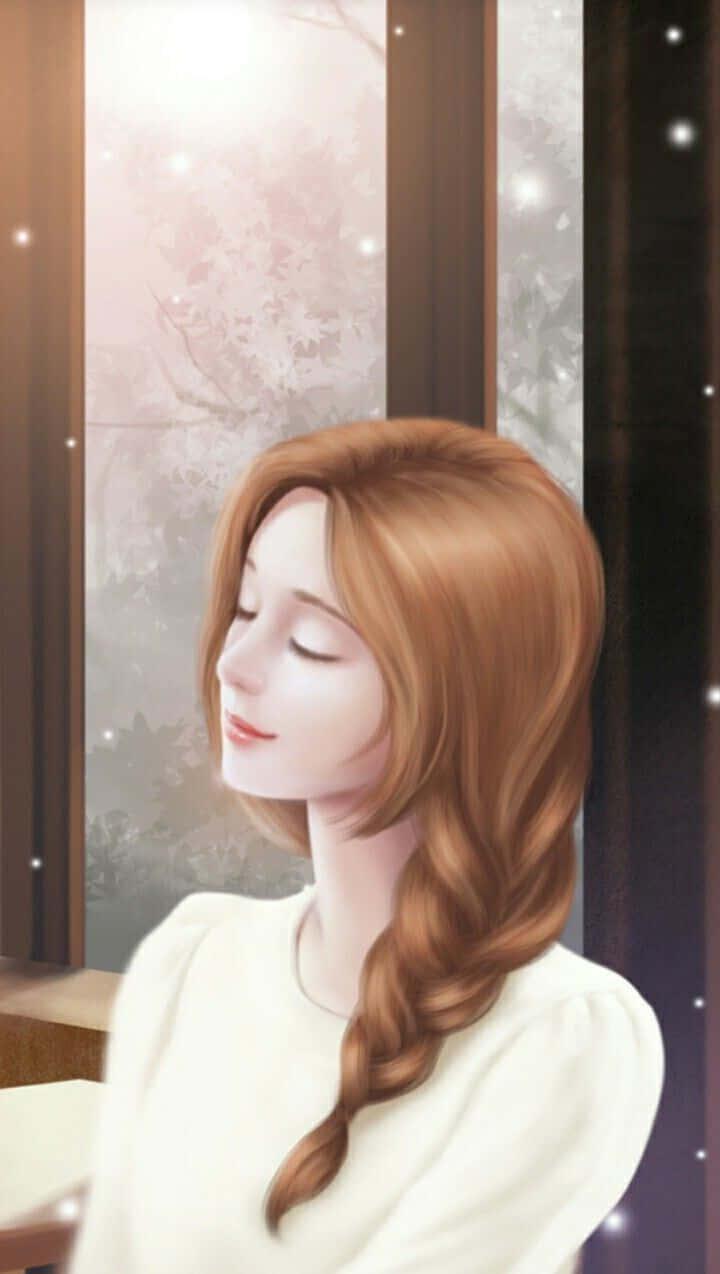 A cute cartoon girl smiling and enjoying the day. — 720x1274 wallpaper