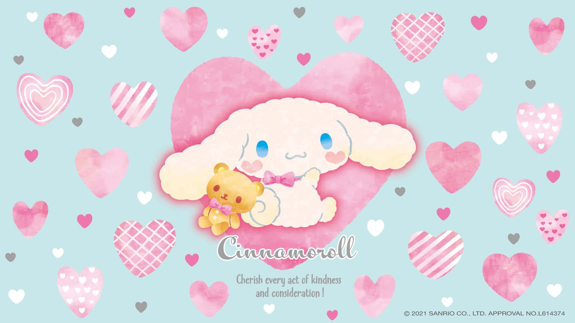 a cute little teddy bear with hearts around him — 1920x1080 wallpaper