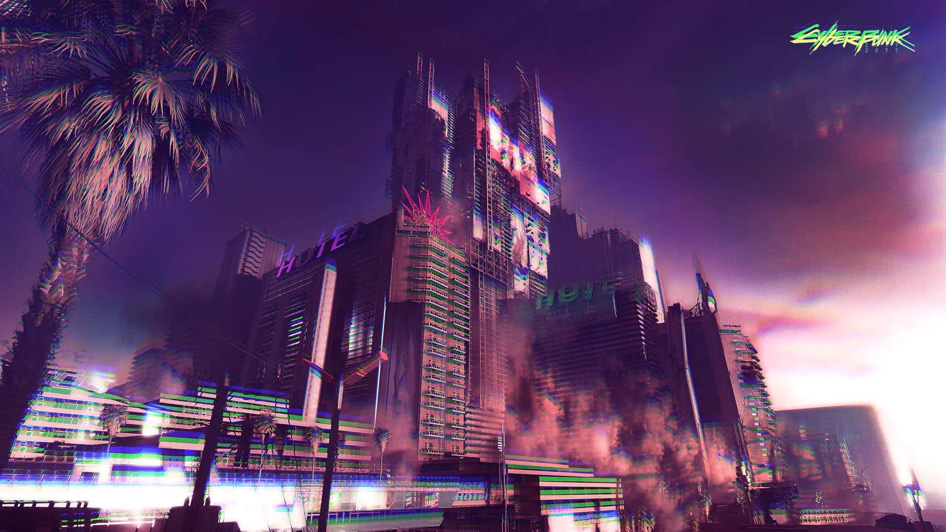 A daring explorer amidst a neon future cityscape. — 1920x1080 wallpaper