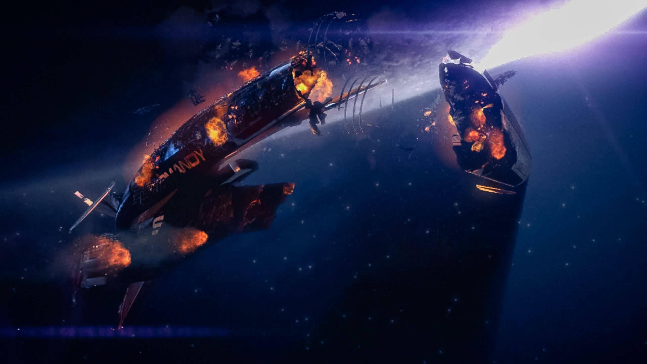 A Dungeons and Dragons Inspired Spaceship Crash — 2560x1440 wallpaper