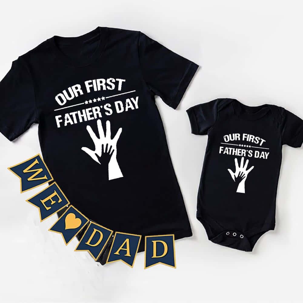 a father's day outfit with a handprint and a banner — 1000x1000 wallpaper