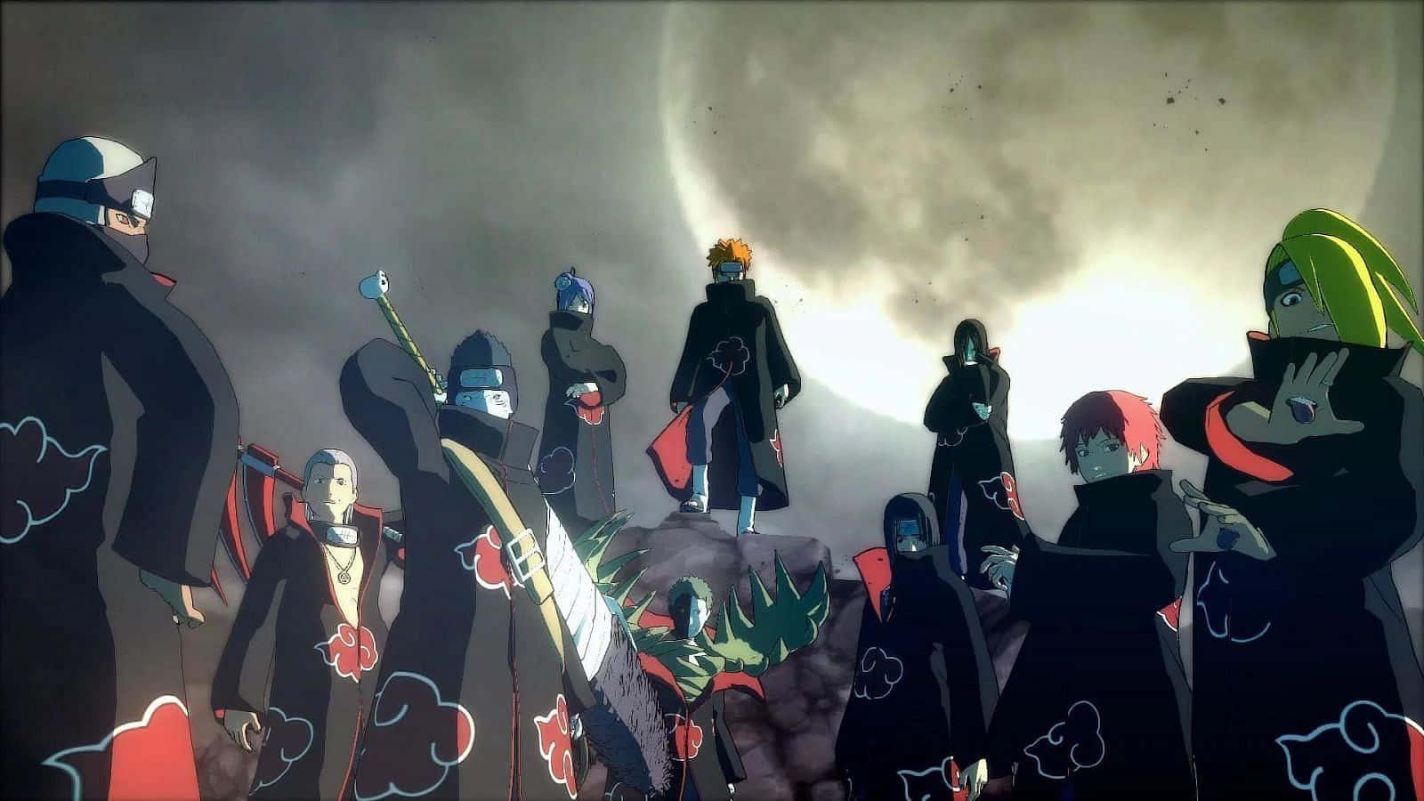 A fear-inspiring, red-eyed Akatsuki stormcloud! — 1600x900 wallpaper