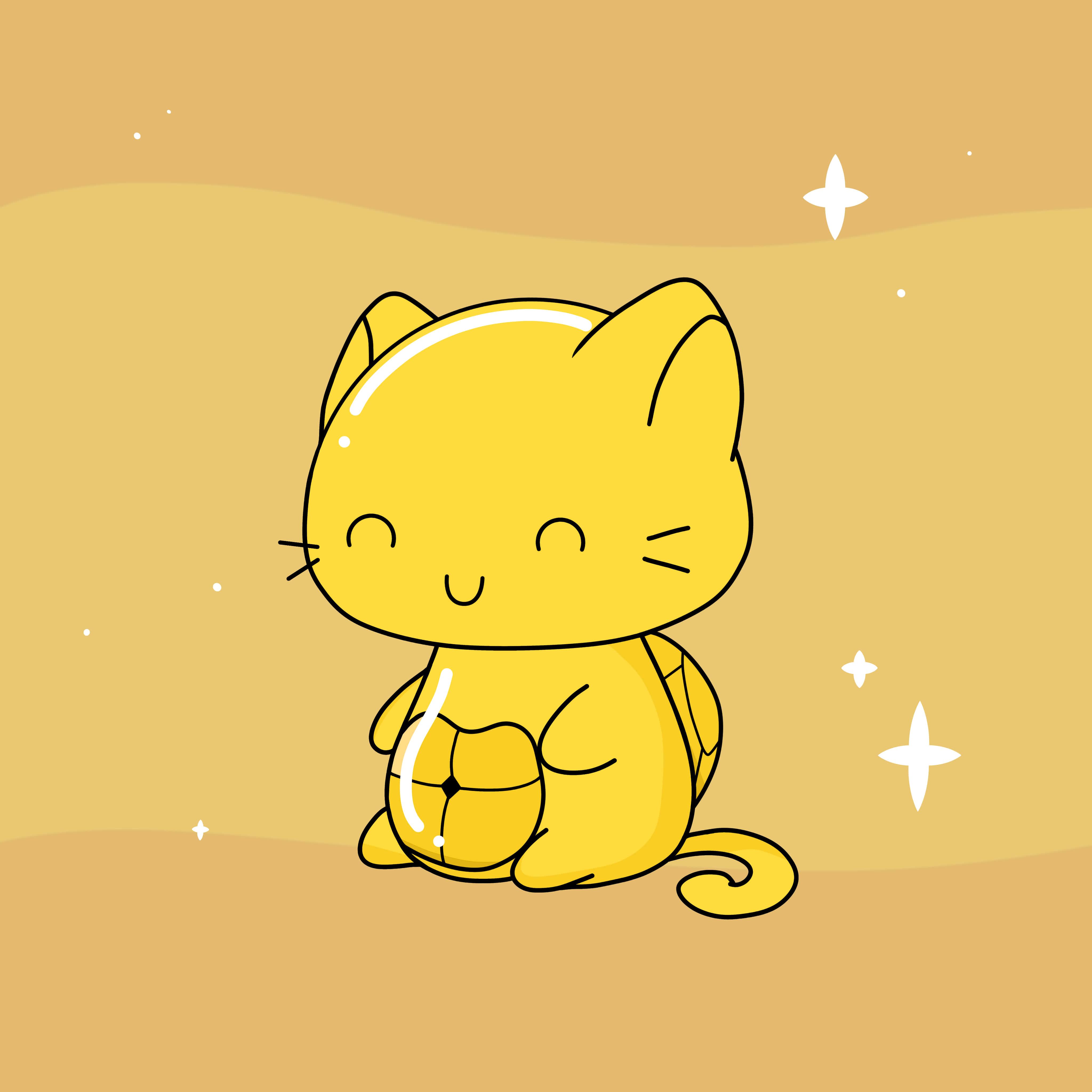 A golden cartoon cute cat set as a profile picture. — 4096x4096 wallpaper