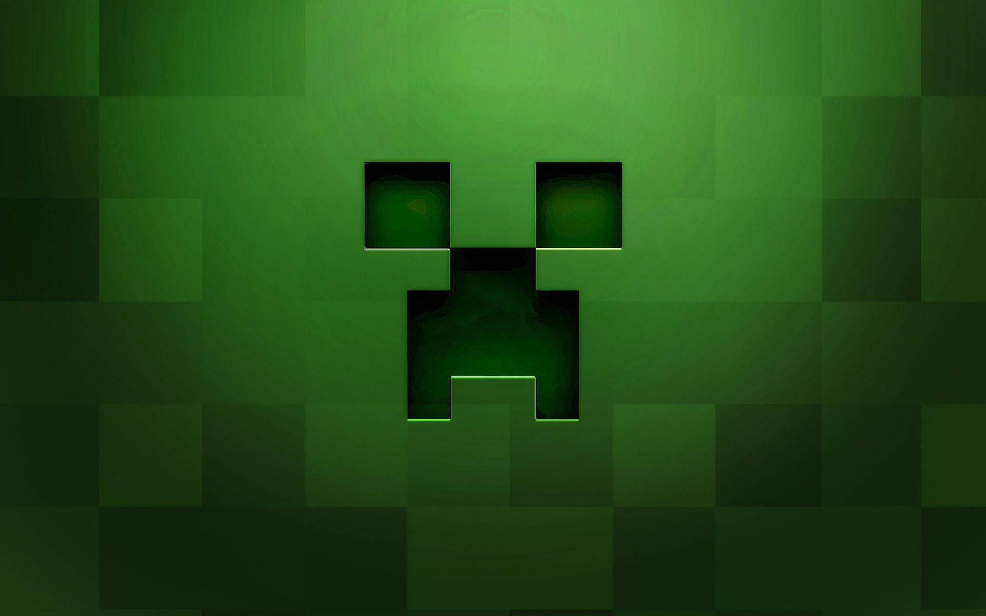 A Green Creeper Face in Minecraft