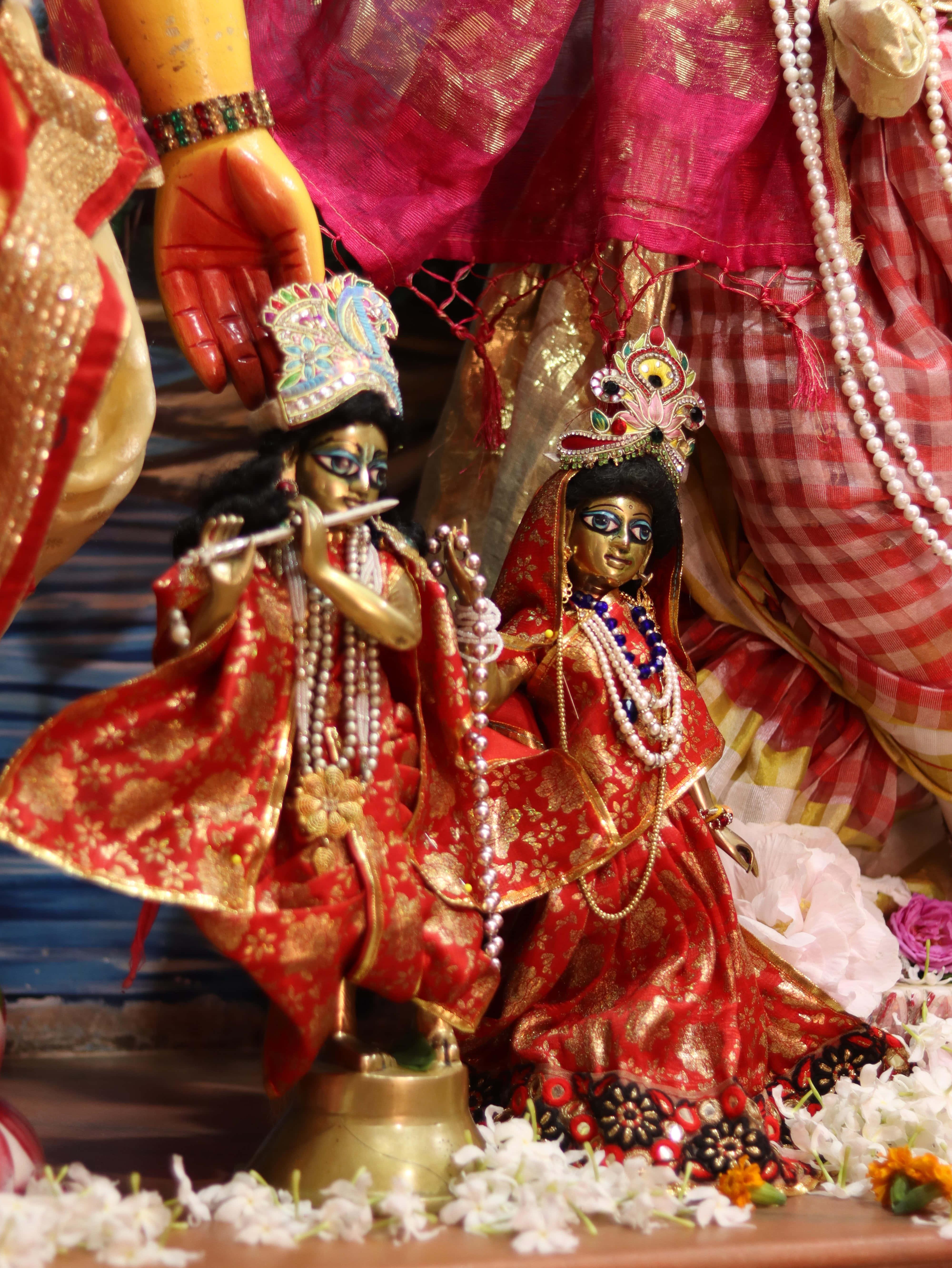 a group of figurines in a display