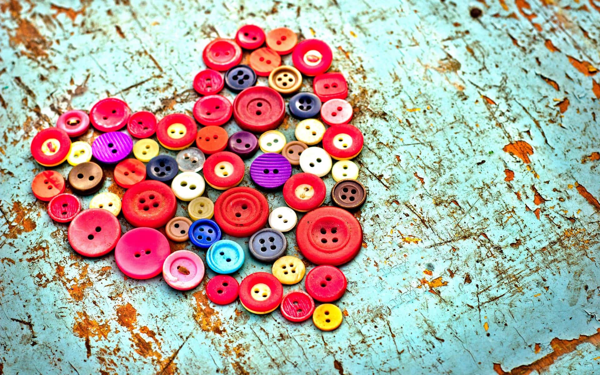 a heart made of buttons on a wooden surface — 1920x1200 wallpaper