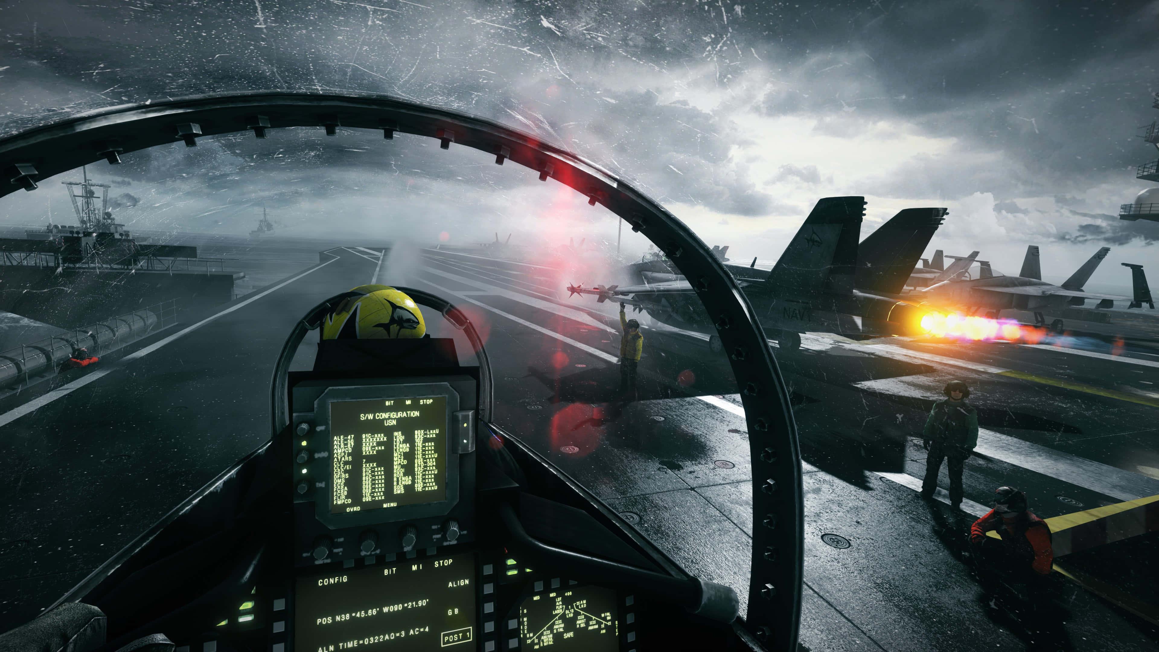 a jet fighter is flying over a runway — 3840x2160 wallpaper