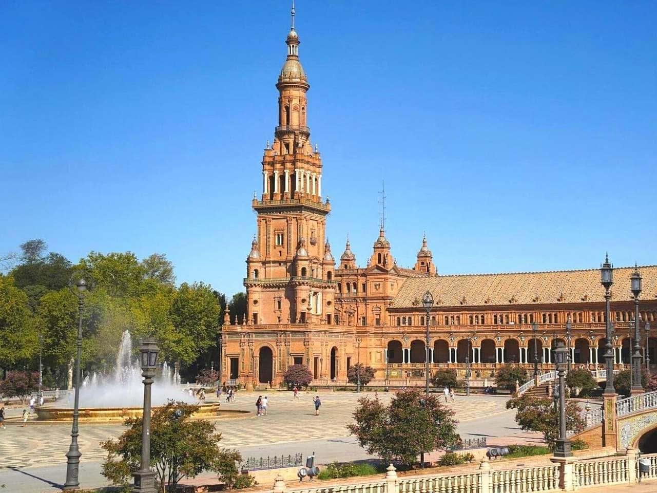 a large square with a fountain and a clock tower — 1280x960 wallpaper