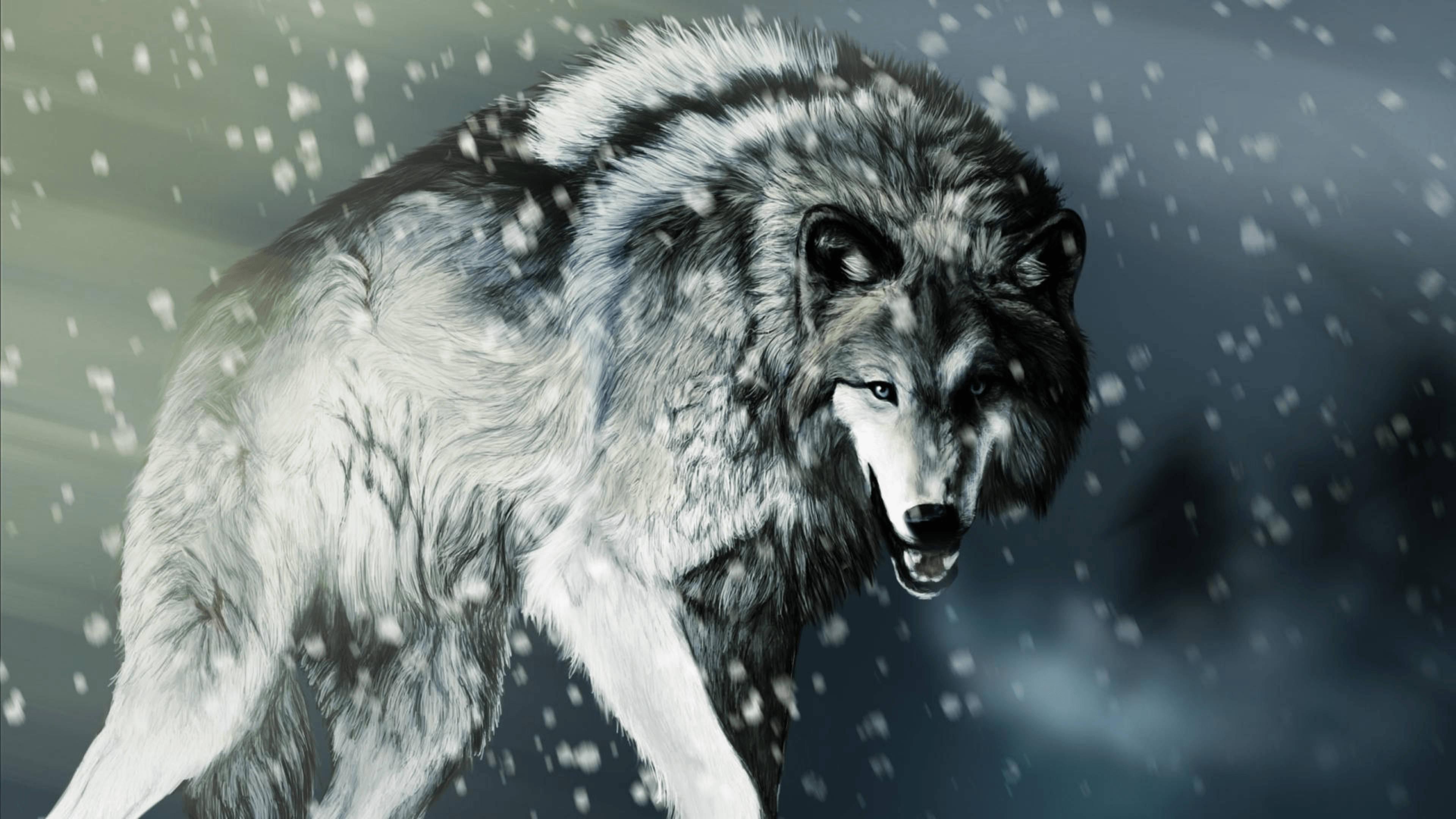 A majestic wolf taking in a winter wonderland — 3840x2160 wallpaper