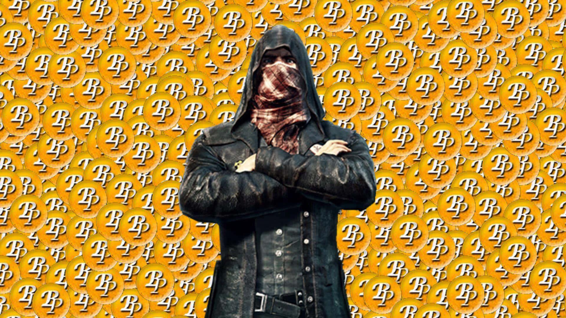 a man in a hoodie standing in front of a gold background — 1920x1080 wallpaper