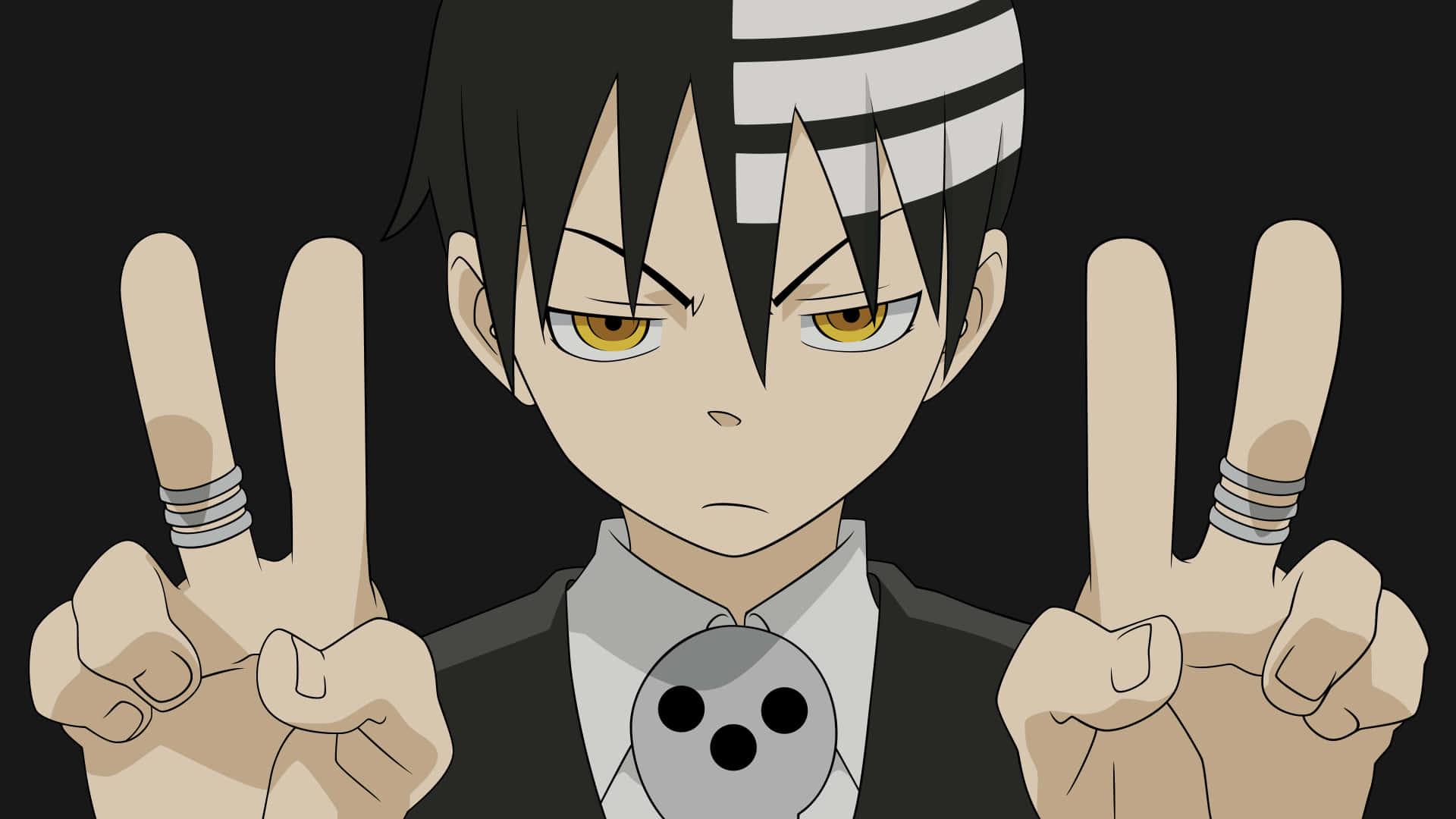 a man with a black shirt and black pants is holding up two fingers — 1920x1080 wallpaper