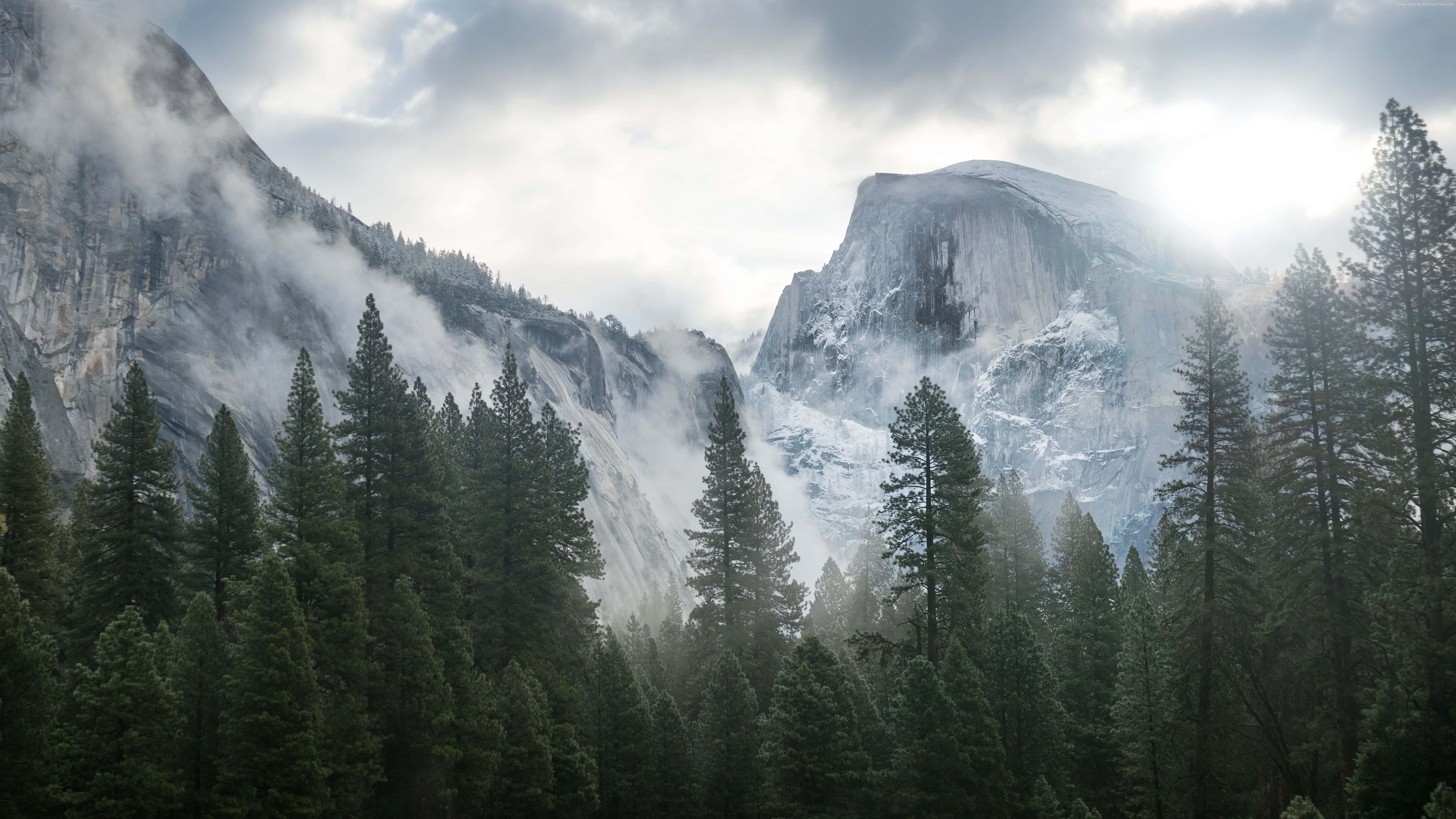 a mountain with trees and clouds in the background — 5932x3337 wallpaper
