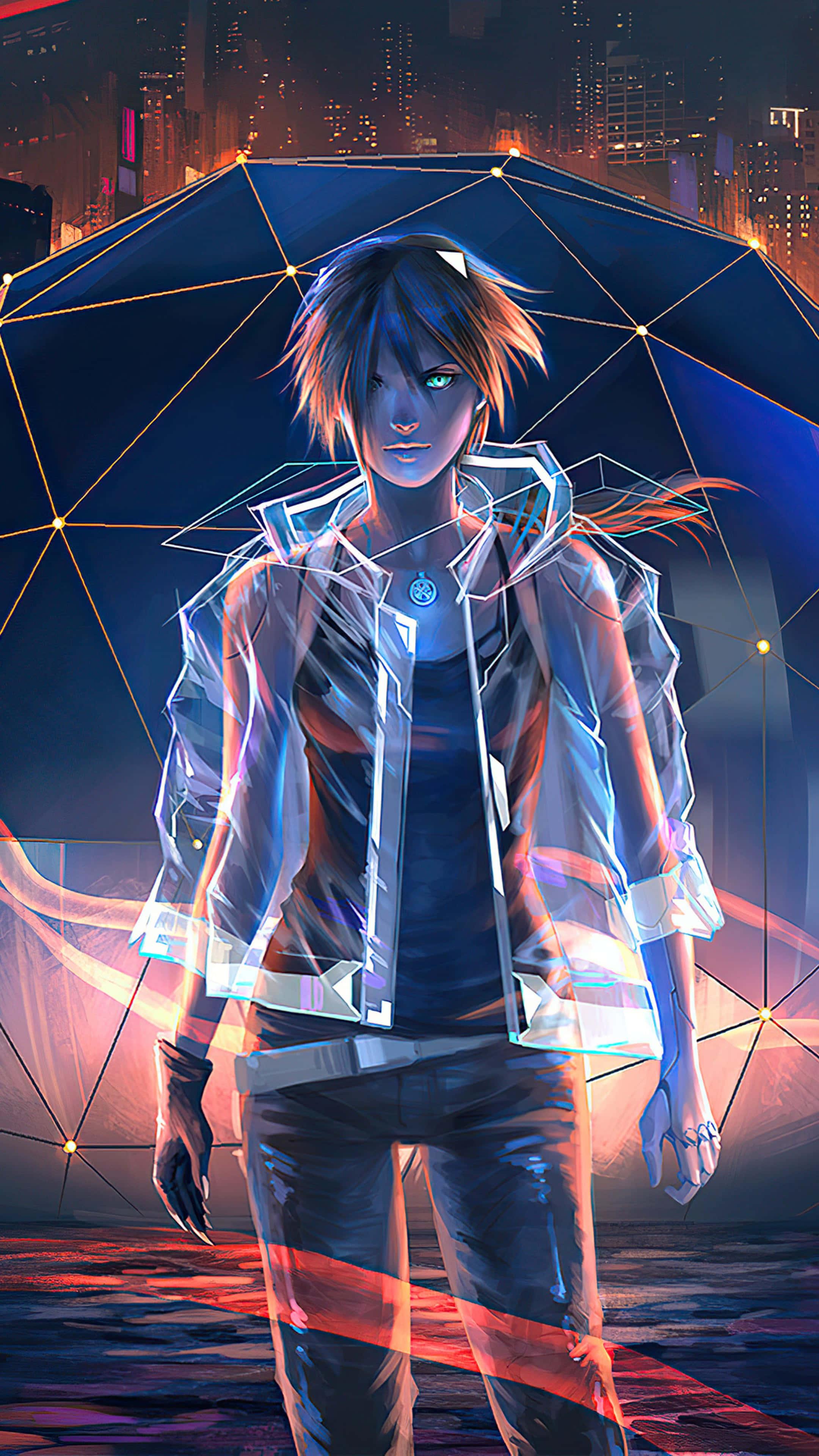 En mystisk mork anime dreng starrer ud i afstand
